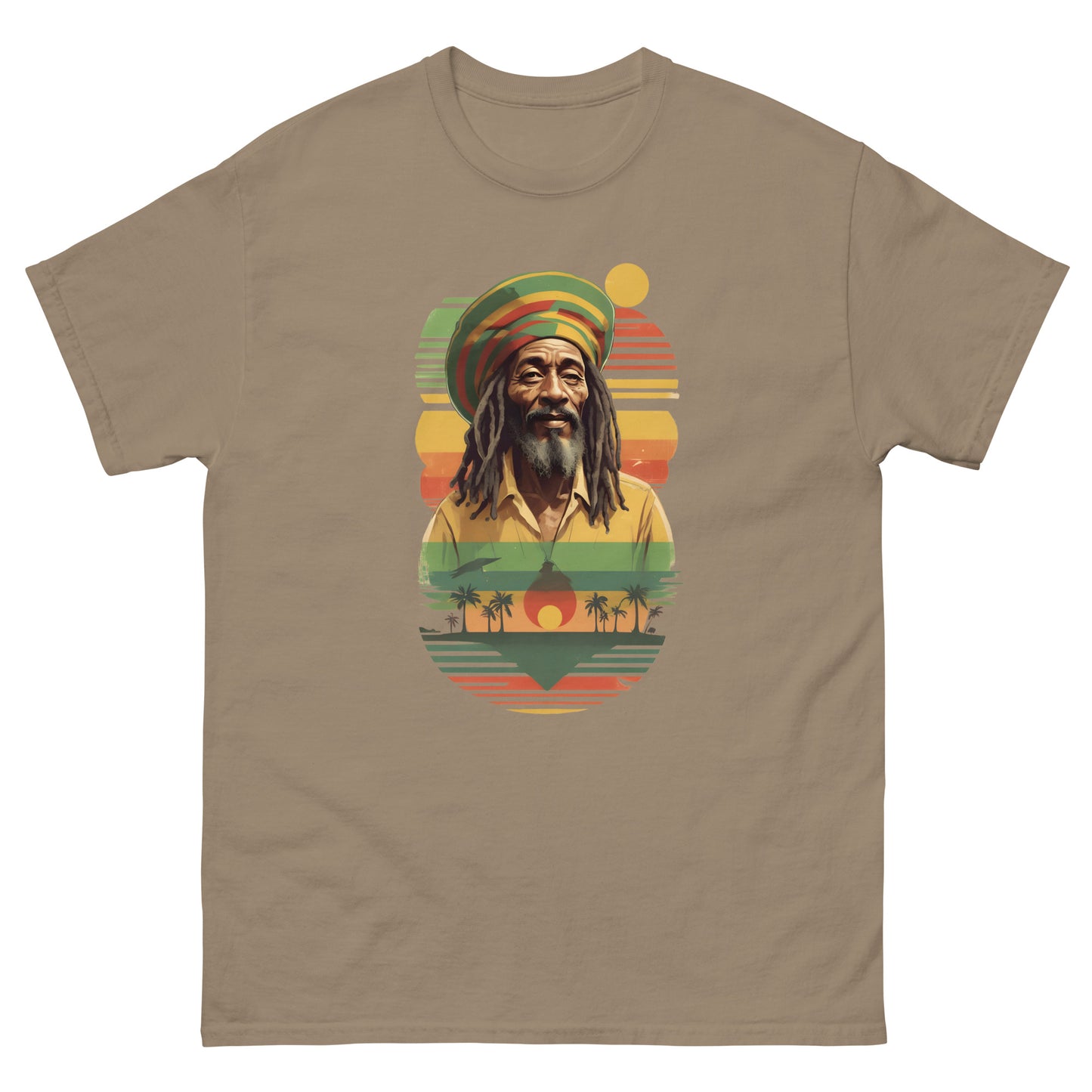 Jamaica-echoes-reggae-t-shirt-brown-savana
