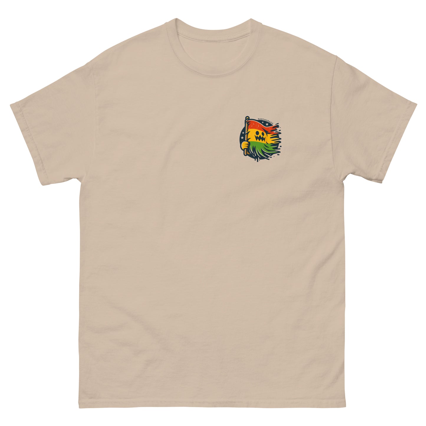Riddim-survivor-reggae-t-shirt-front-sand