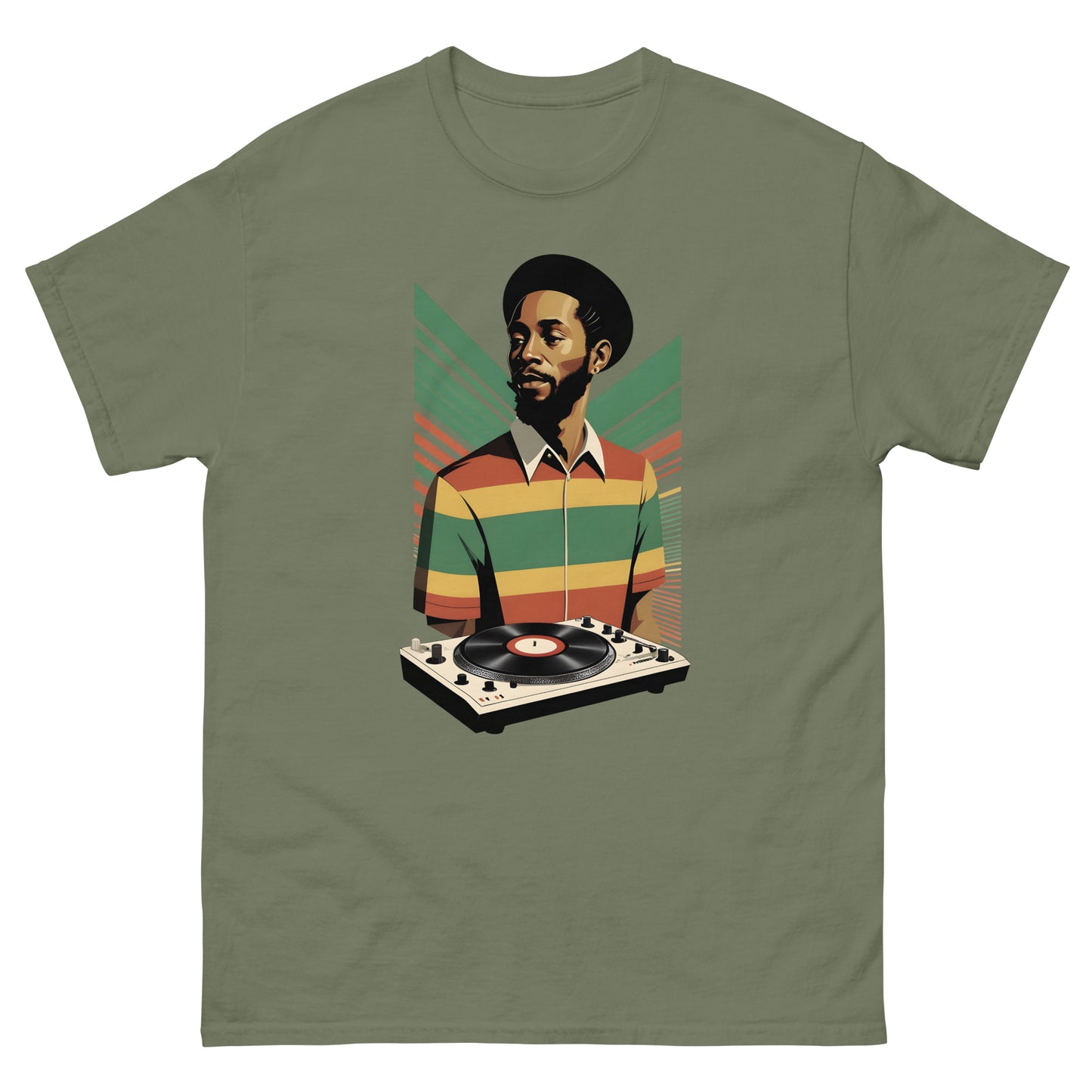 Vintage-groove-reggae-t-shirt-military-green