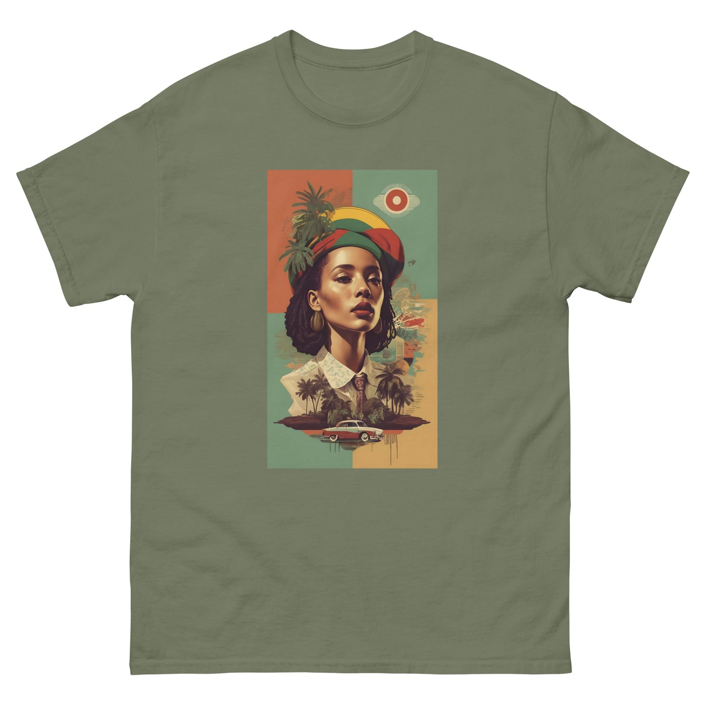 Vintage-vibration-reggae-t-shirt-military-green