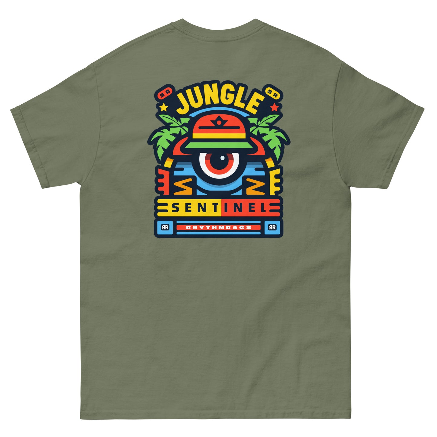 jungle-sentinel-reggae-t-shirt-military-green-back