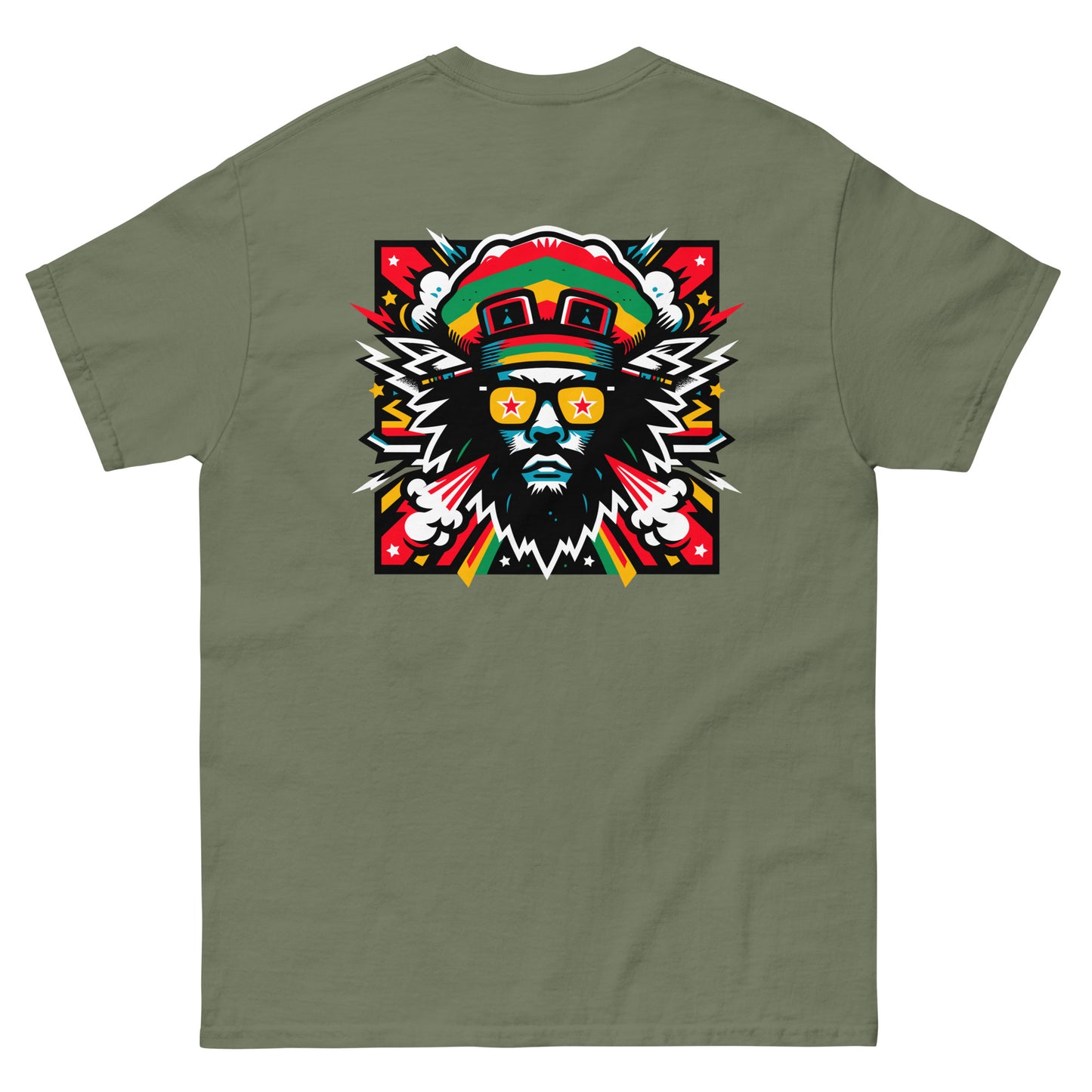 mystic-man-reggae-t-shirt-military-green-back