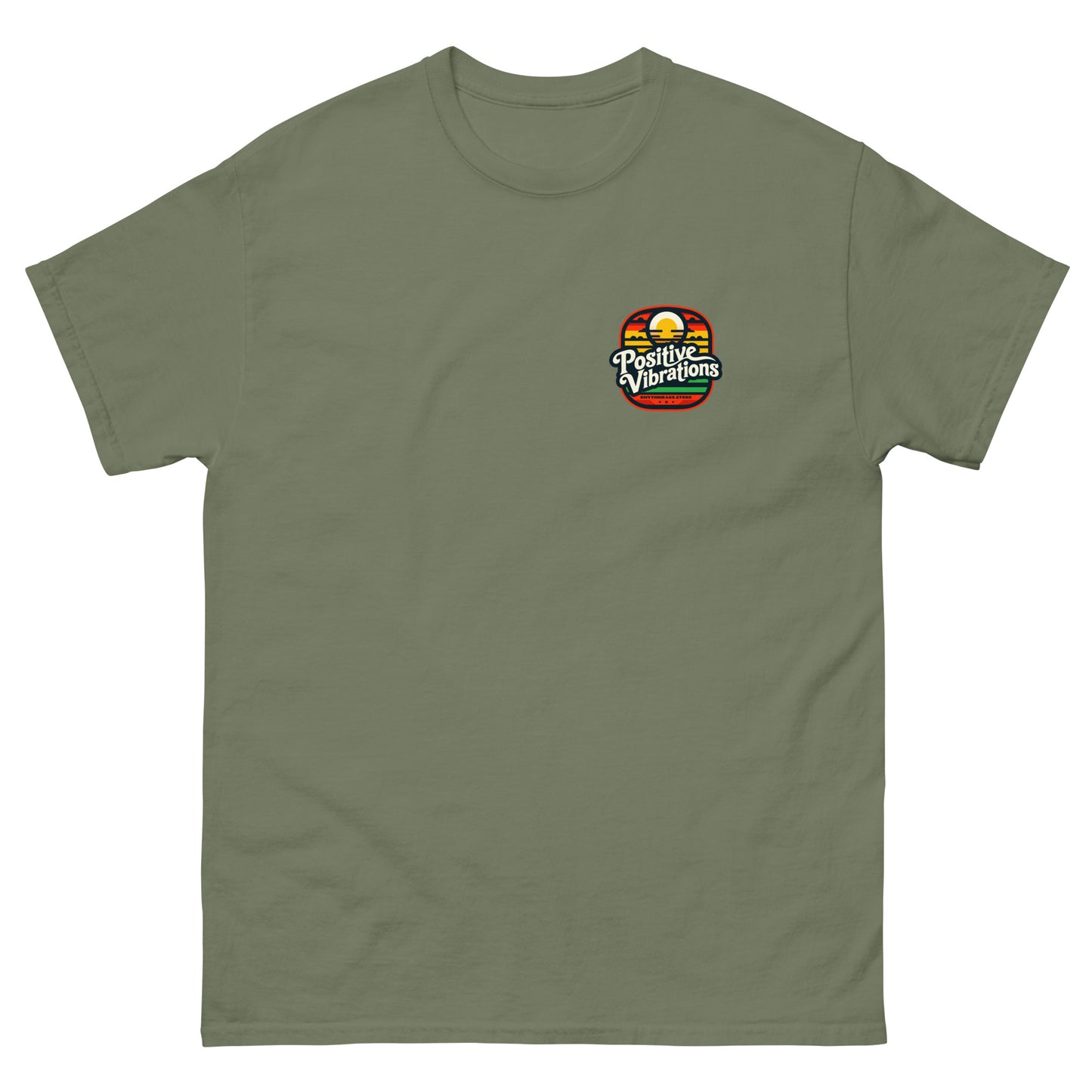 positive-vibrations-reggae-t-shirt-military-green-front