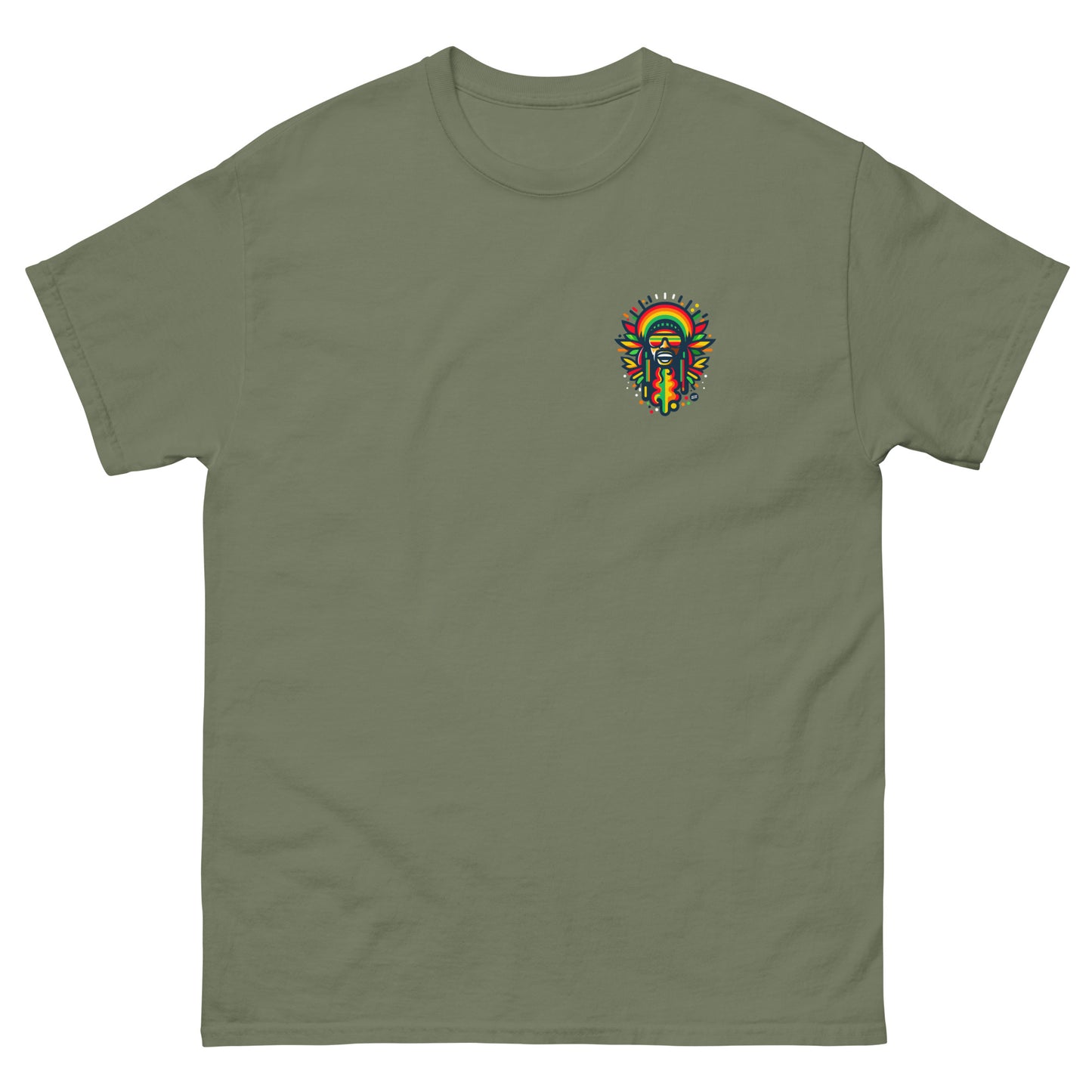 rasta-vibration-reggae-t-shirt-military-green-front