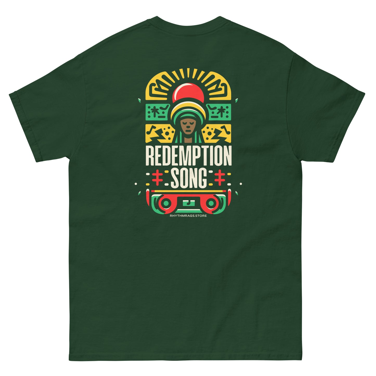redemption-song-2-reggae-t-shirt-forest-green-back