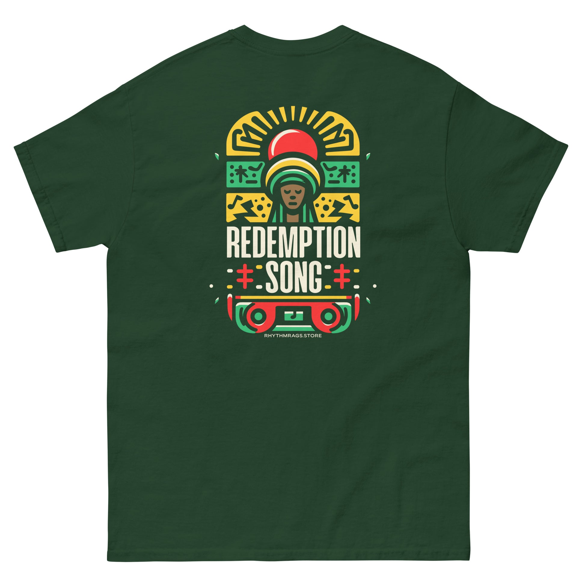 redemption-song-2-reggae-t-shirt-forest-green-back