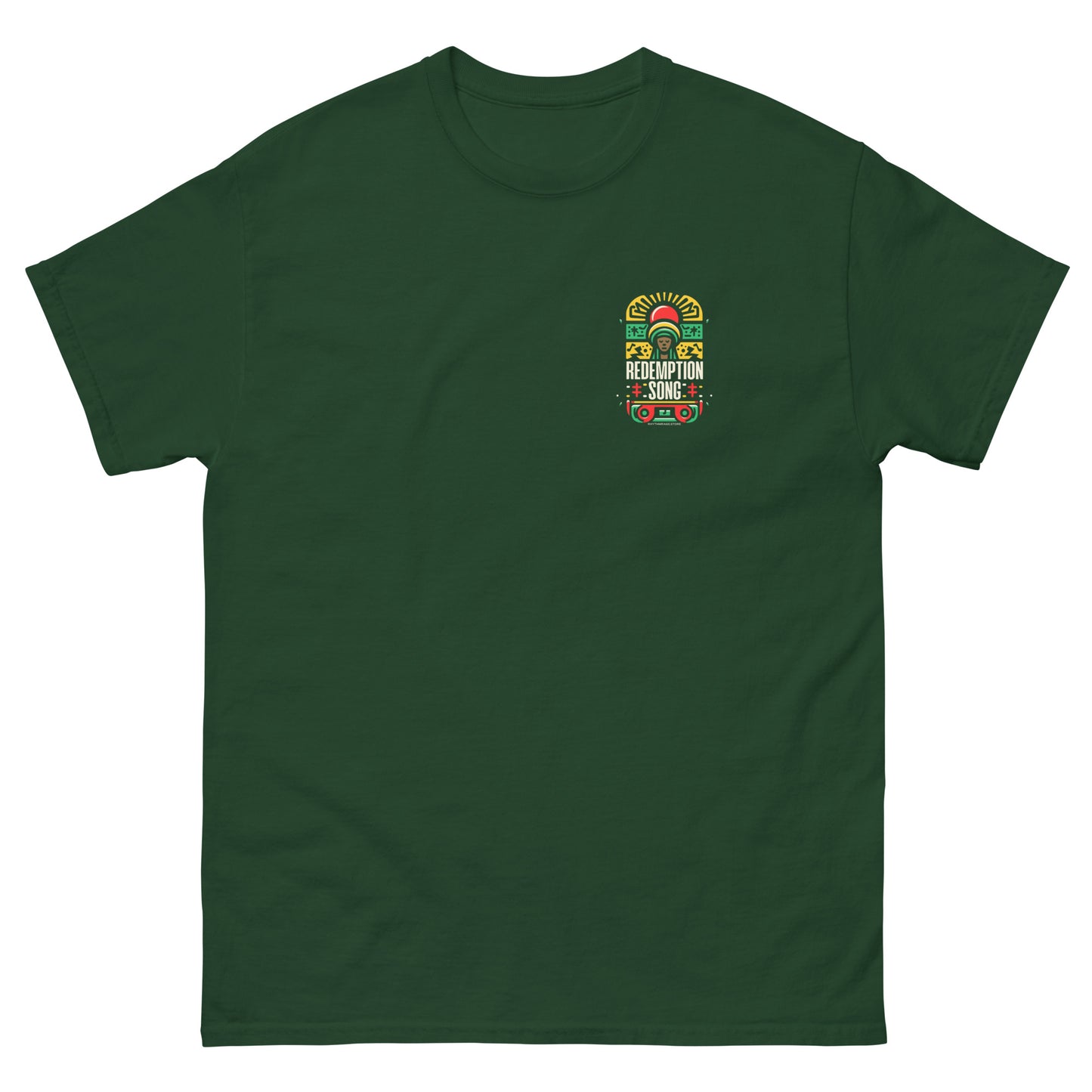 redemption-song-2-reggae-t-shirt-forest-green-front