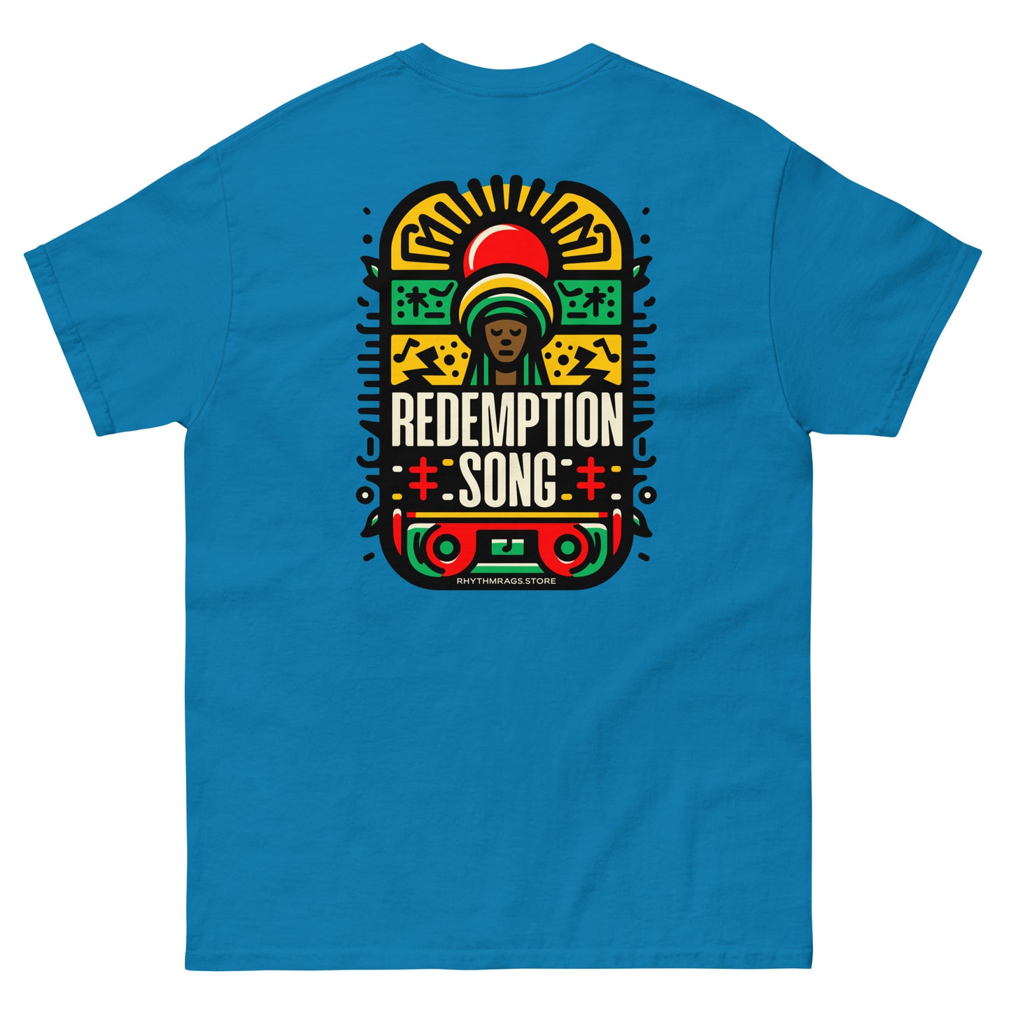 redemption-song-2-reggae-t-shirt-sapphire-back