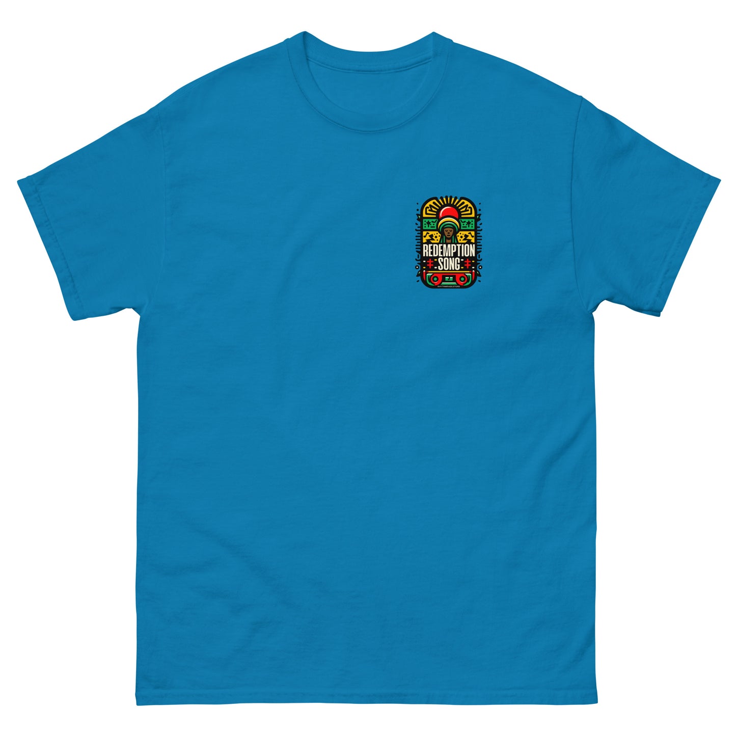 redemption-song-2-reggae-t-shirt-sapphire-front