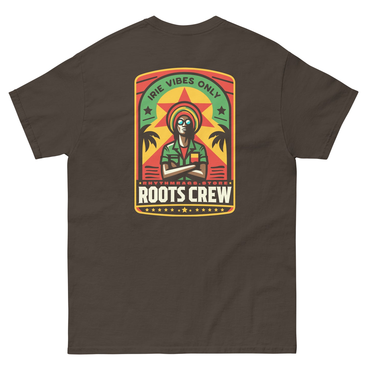 roots-crew-reggae-t-shirt-dark-chocolate-back