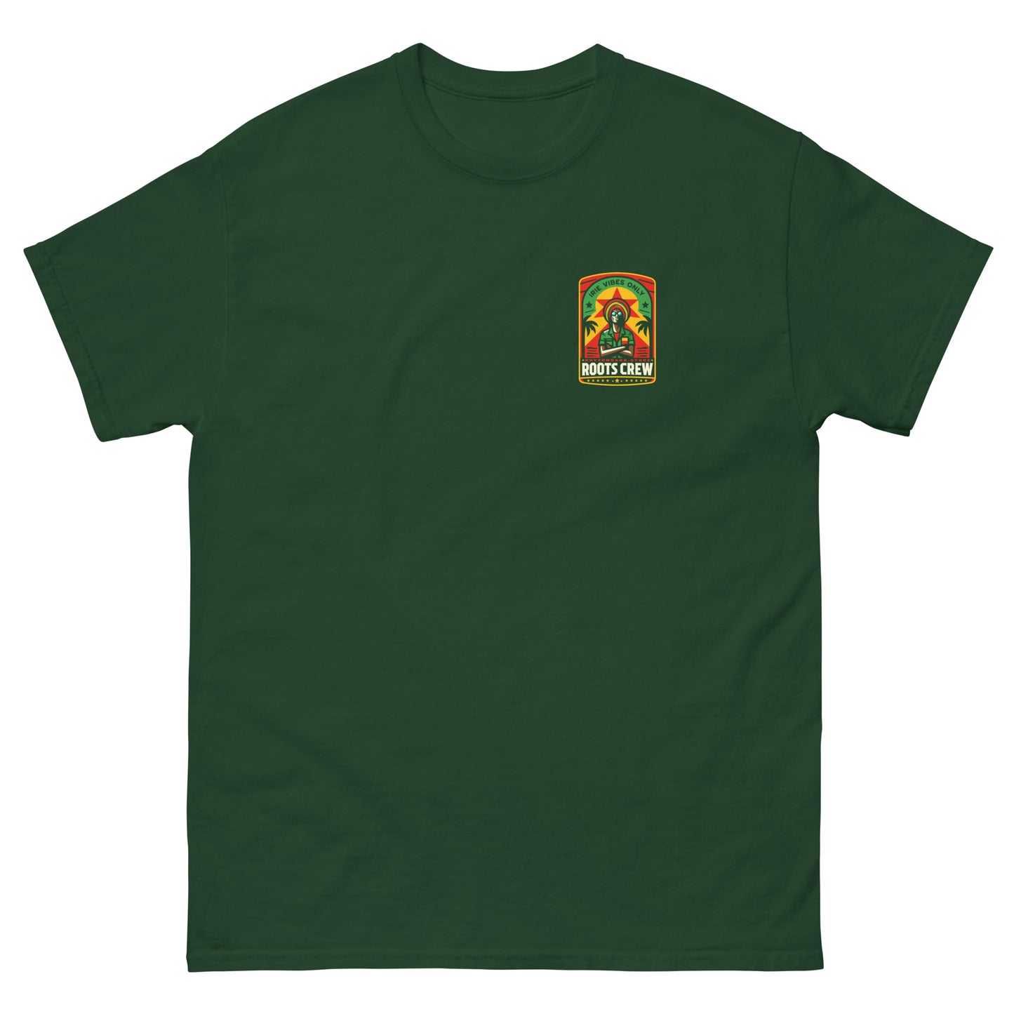 roots-crew-reggae-t-shirt-forest-green-front