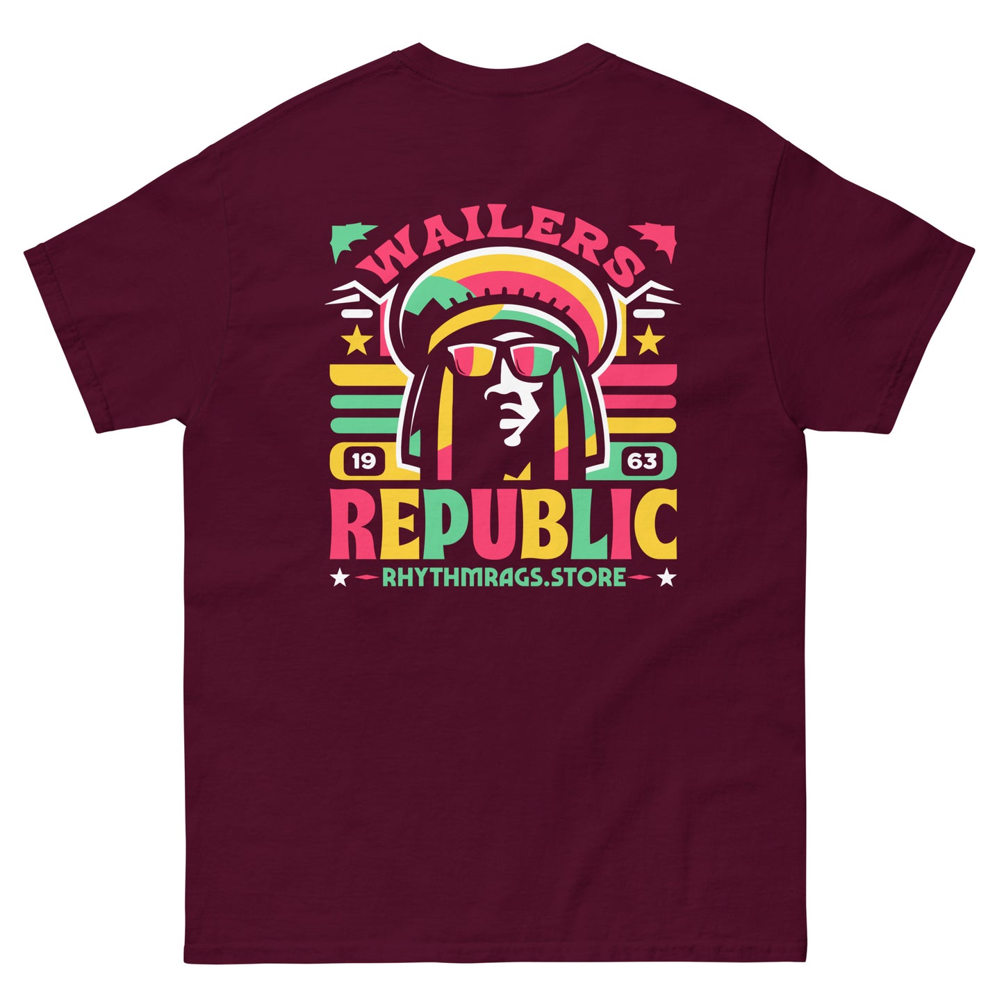 wailers-republic-reggae-t-shirt-maroon-back