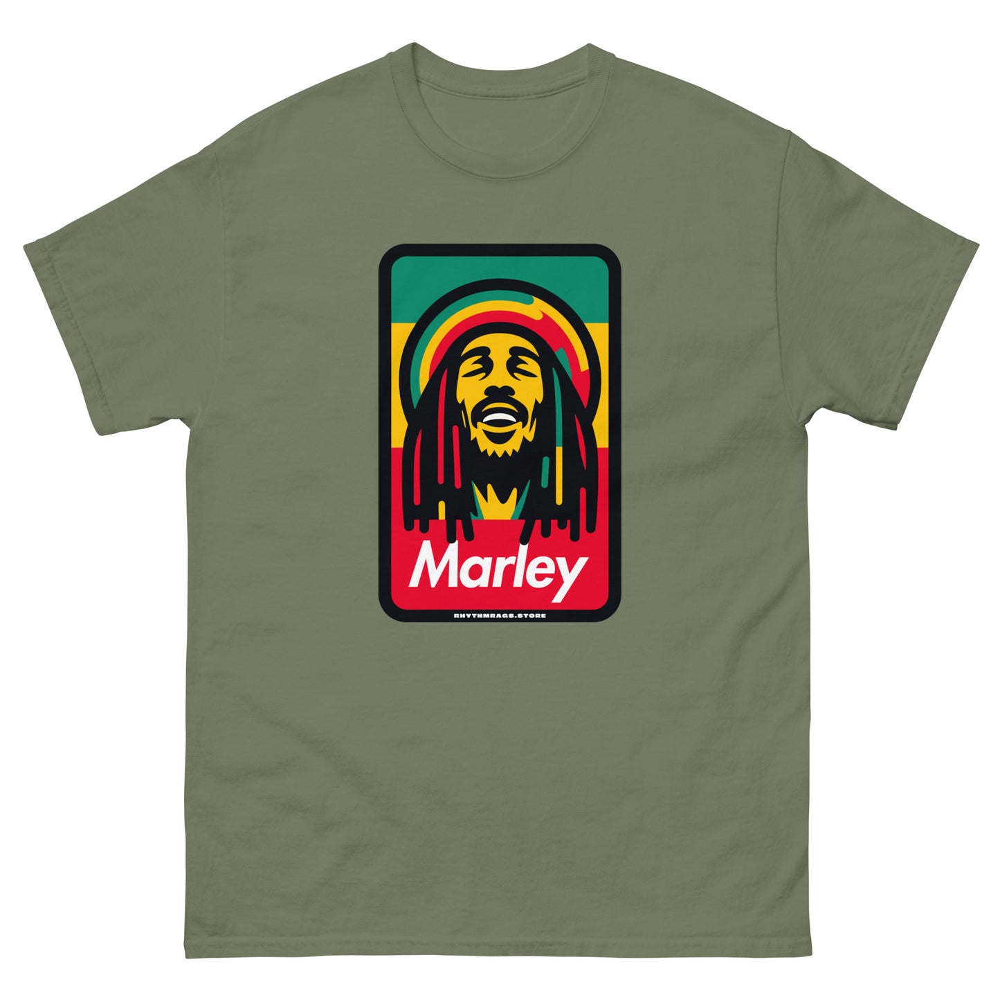Marley-reggae-t-shirt-military-green