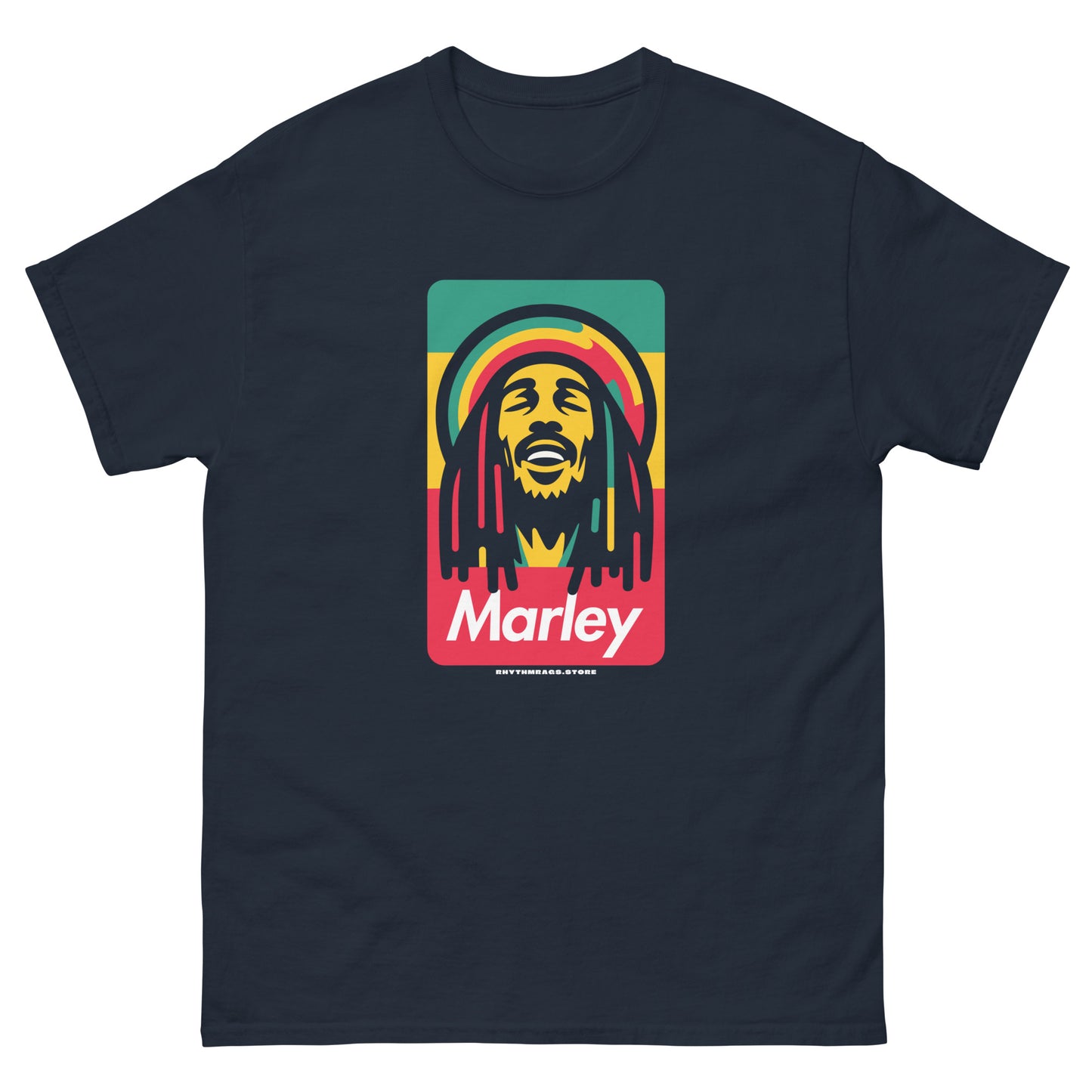 Marley-reggae-t-shirt-navy