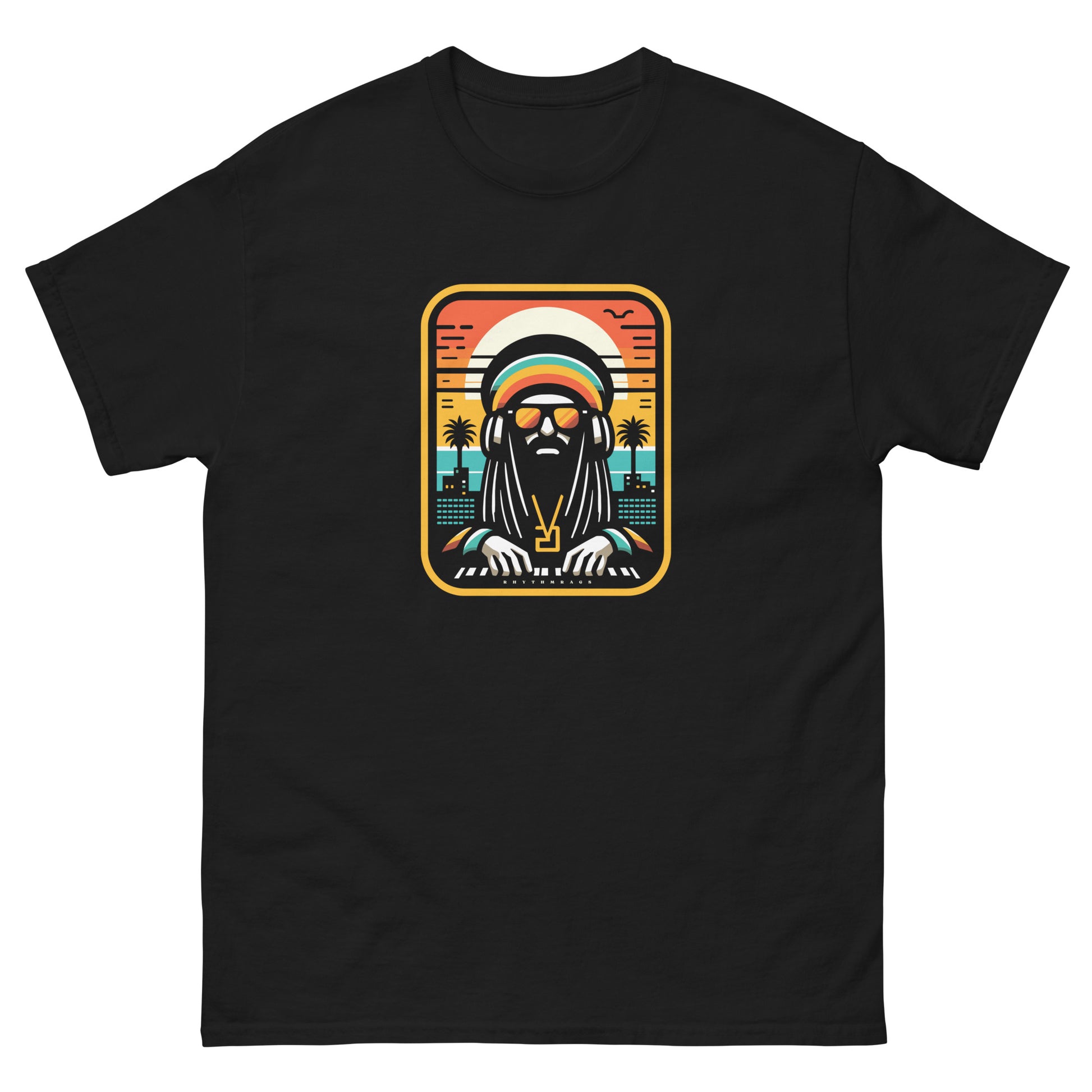 Rasta-player-reggae-t-shirt-black-front