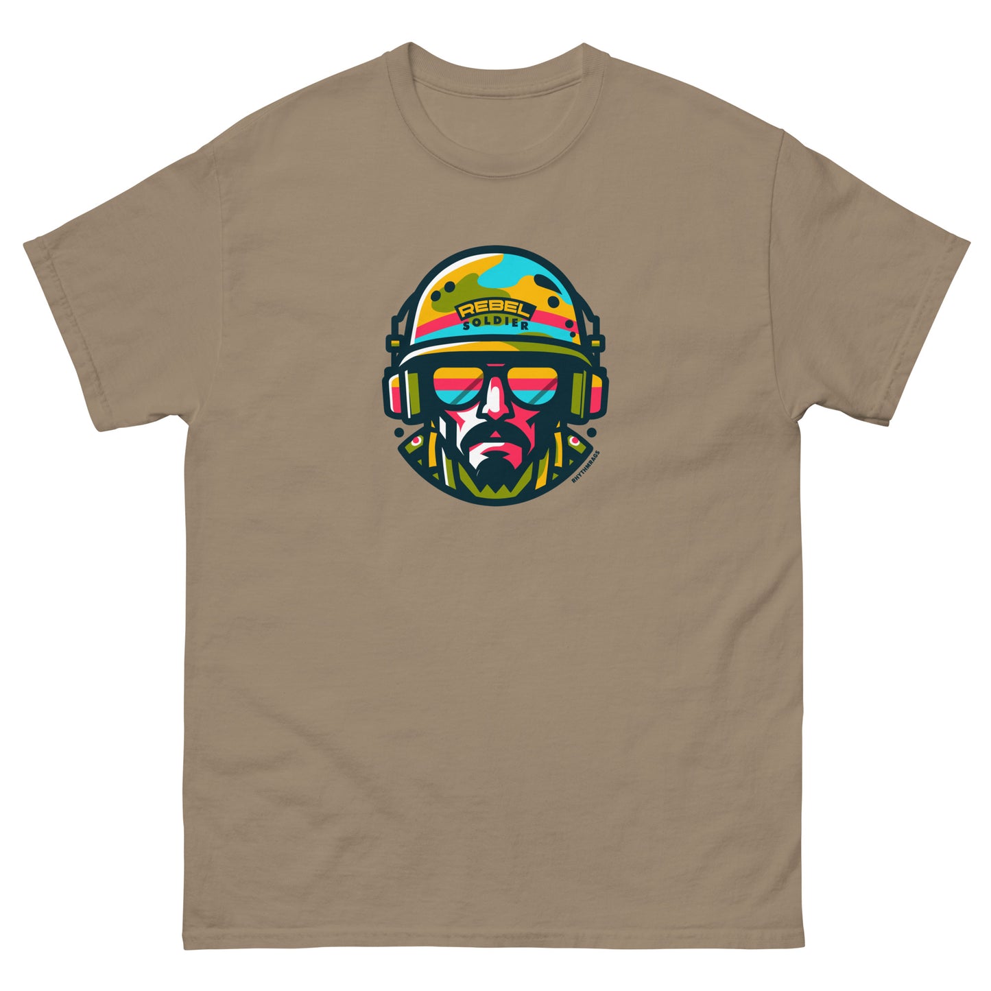 Rebel-soldier-reggae-t-shirt-brown-savana-front