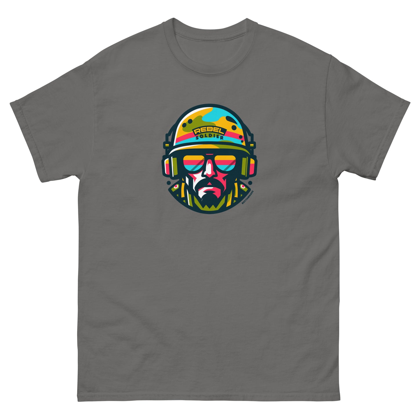 Rebel-soldier-reggae-t-shirt-charcoal-front