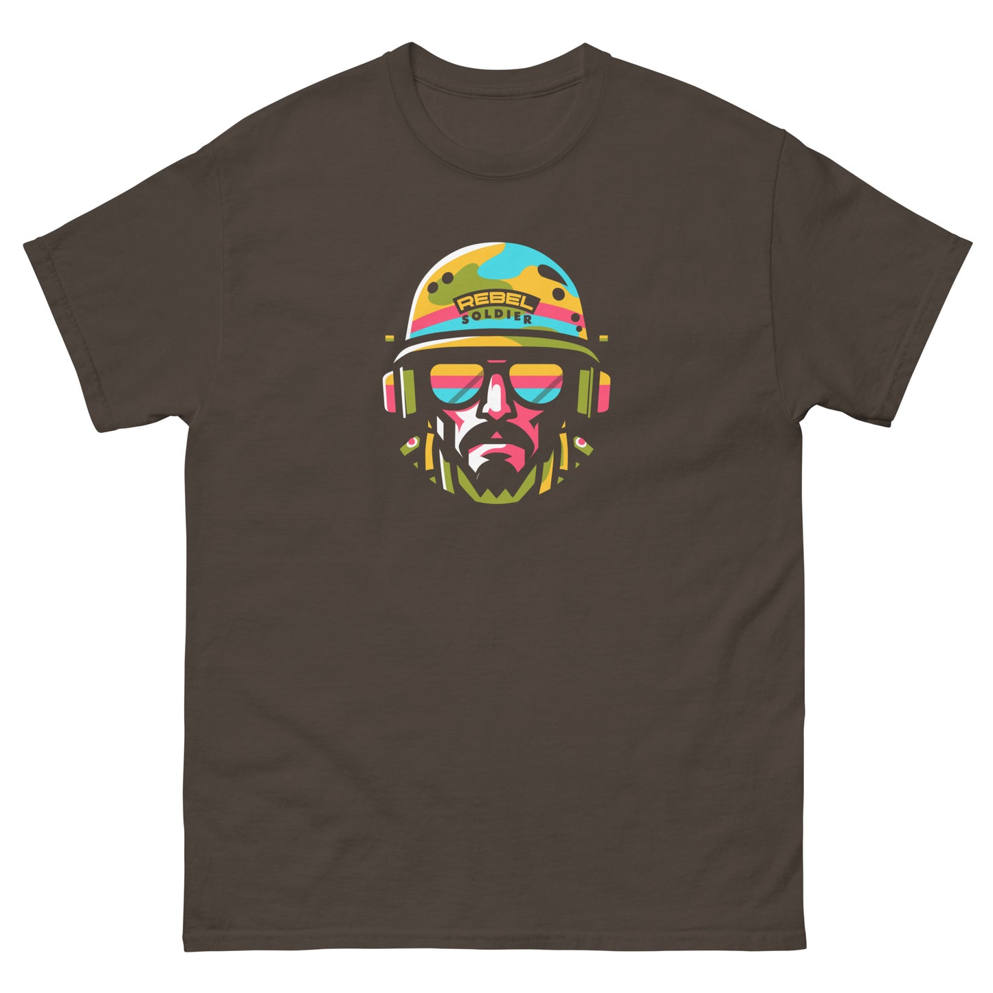 Rebel-soldier-reggae-t-shirt-dark-chocolate-front