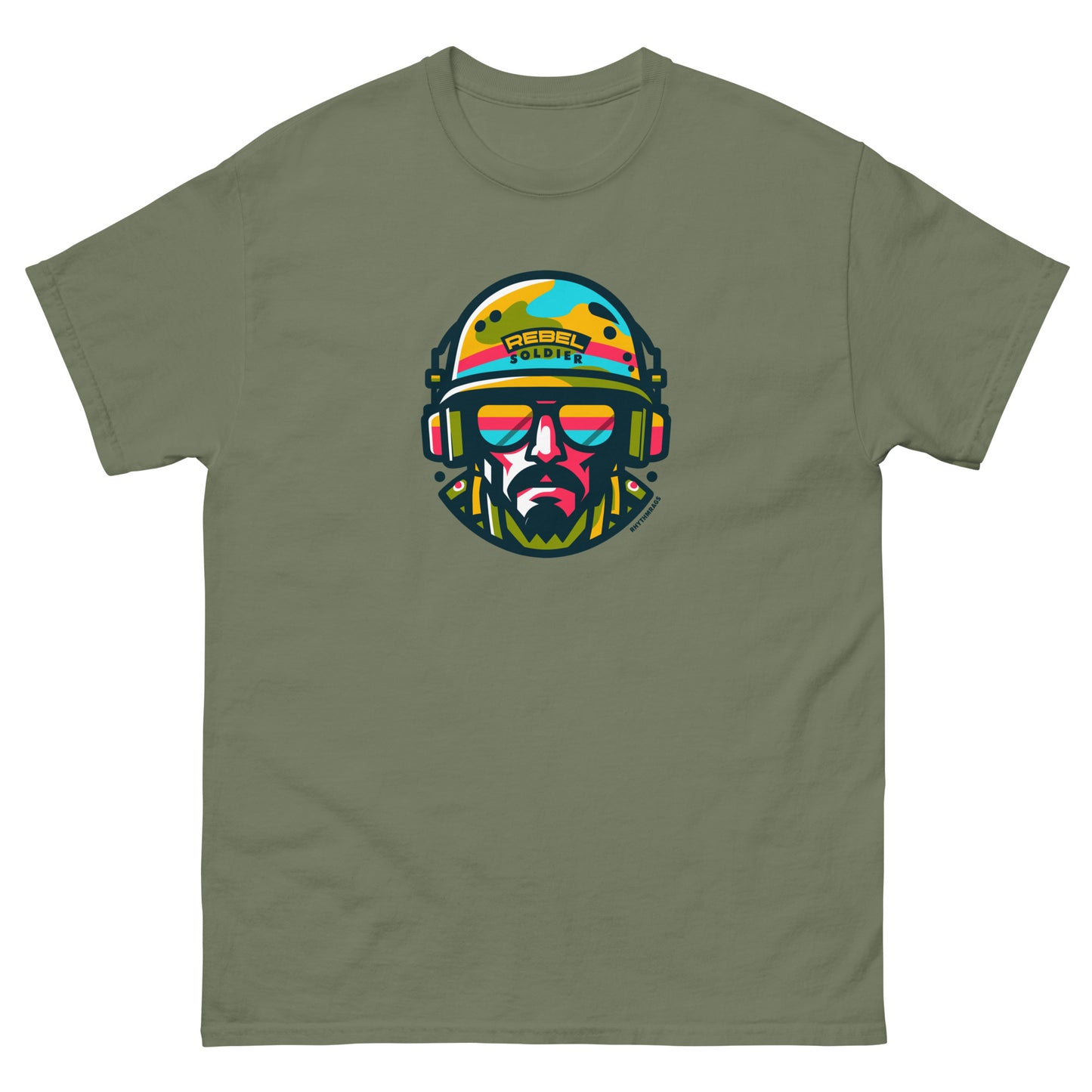 Rebel-soldier-reggae-t-shirt-military-green-front