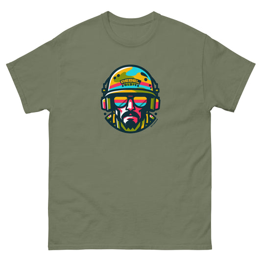 Rebel-soldier-reggae-t-shirt-military-green-front