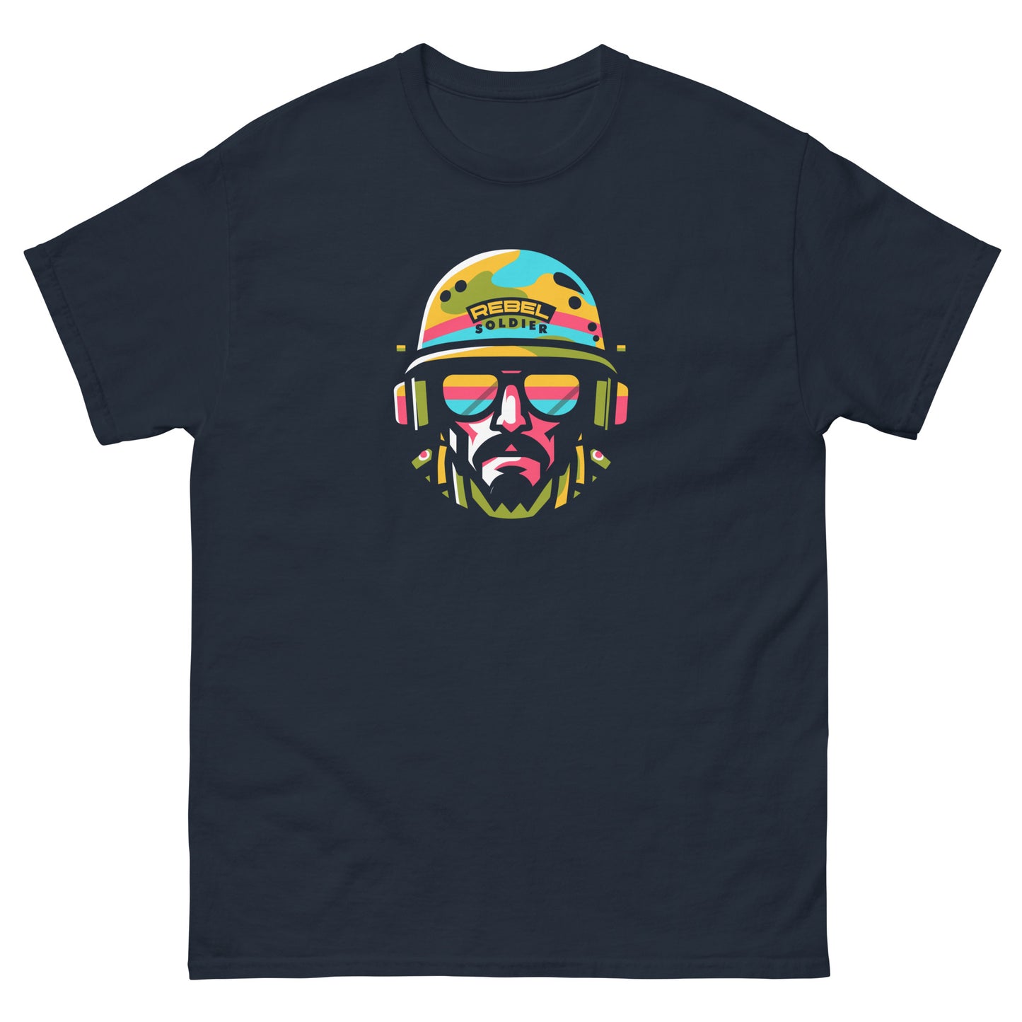 Rebel-soldier-reggae-t-shirt-navy-front