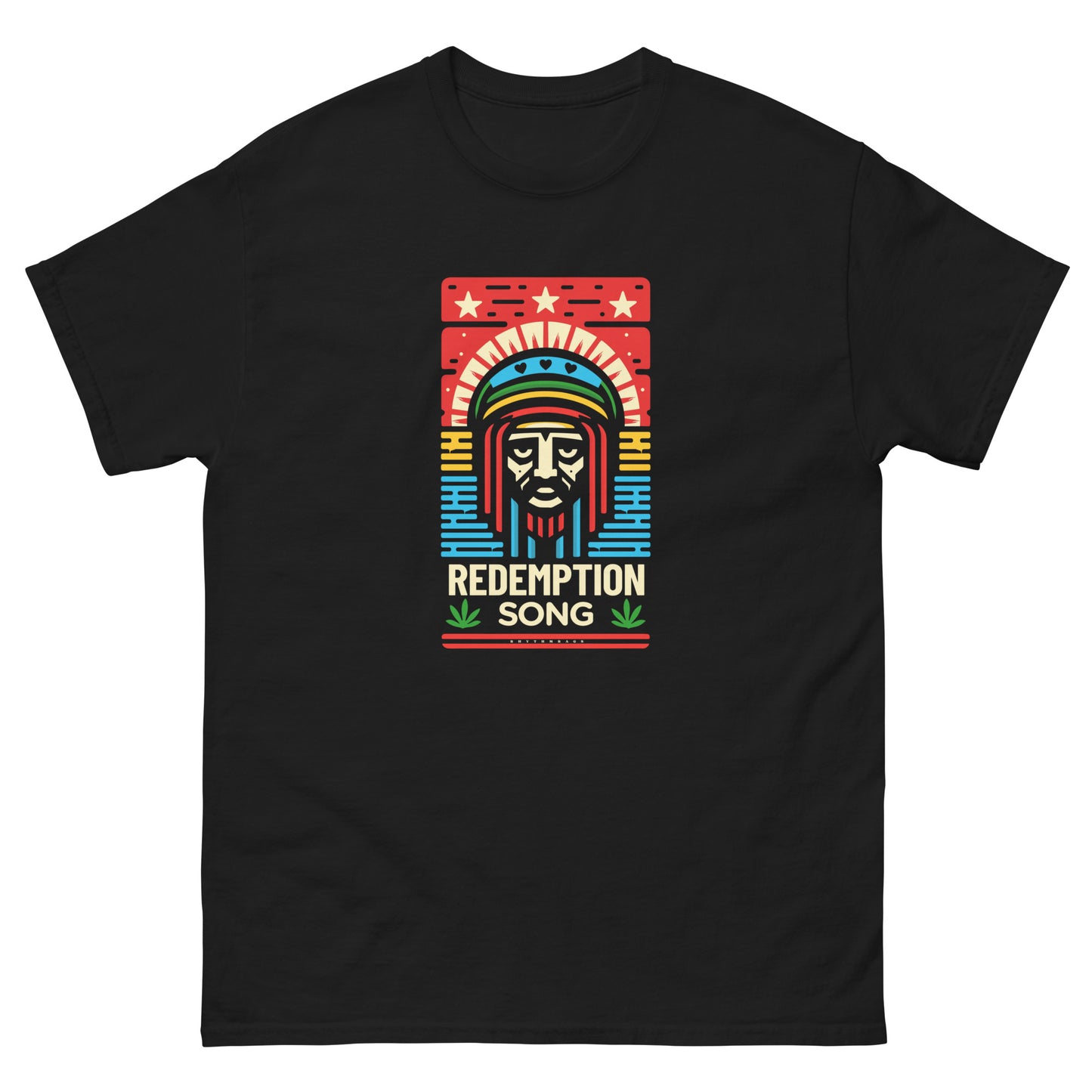Redemption-song-reggae-t-shirt-black-front
