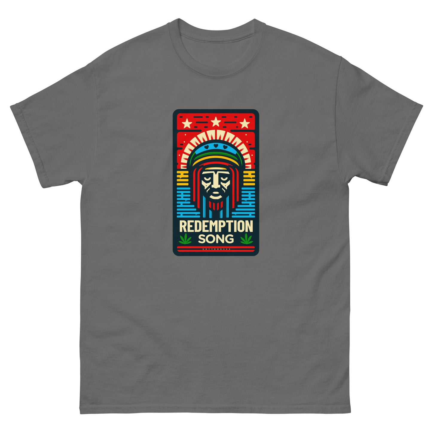 Redemption-song-reggae-t-shirt-charcoal-front