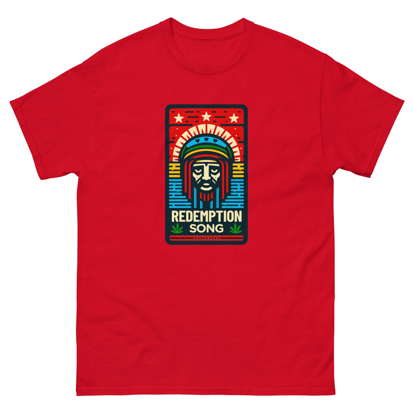 Redemption-song-reggae-t-shirt-red-front