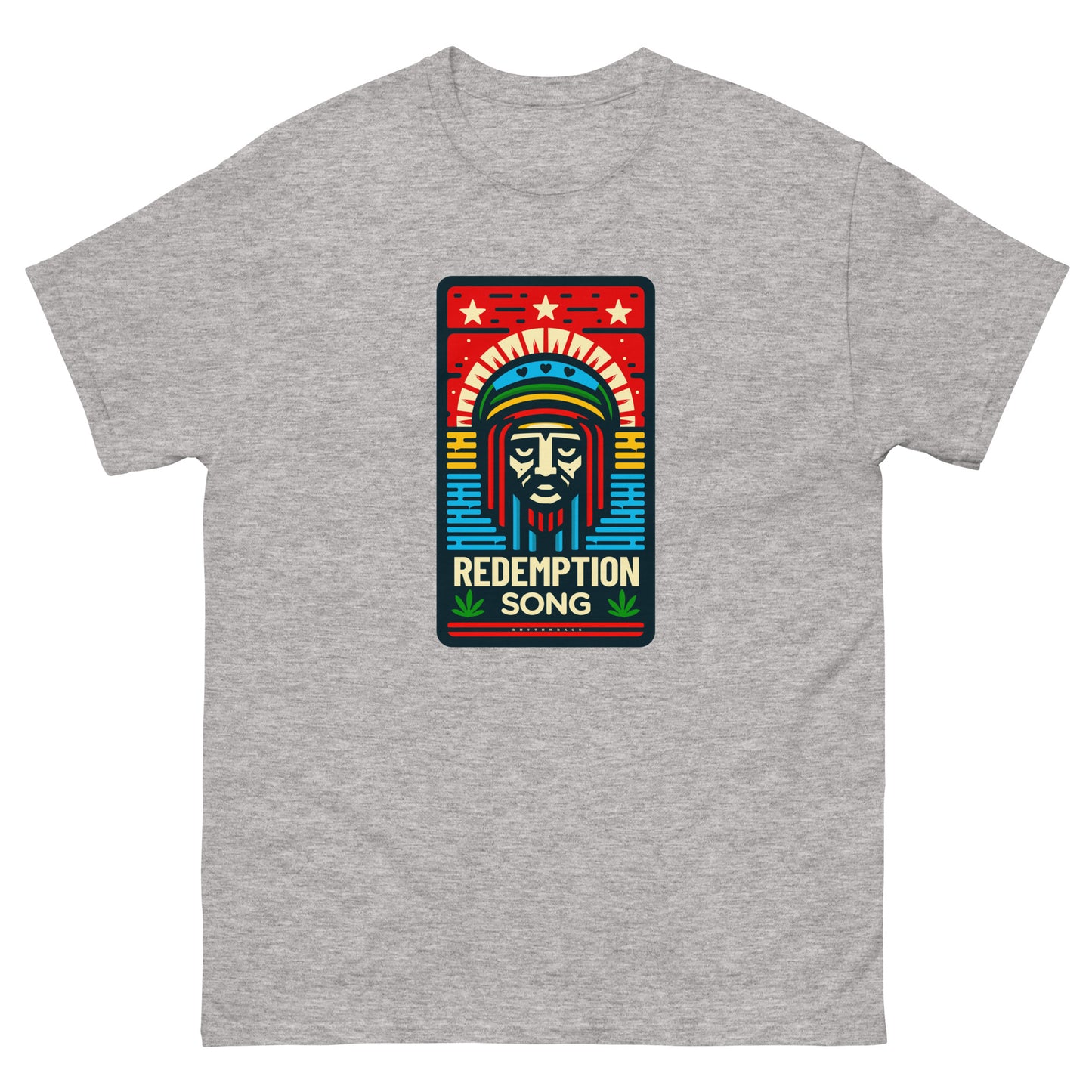 Redemption-song-reggae-t-shirt-sport-grey-front