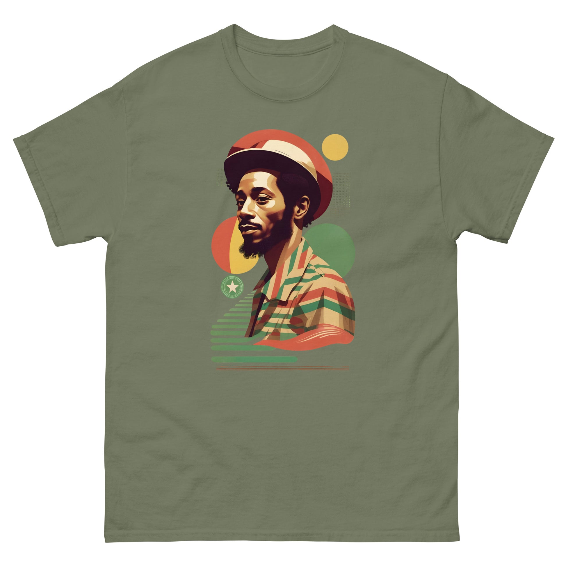 Reggae-retro-reggae-t-shirt-military-green