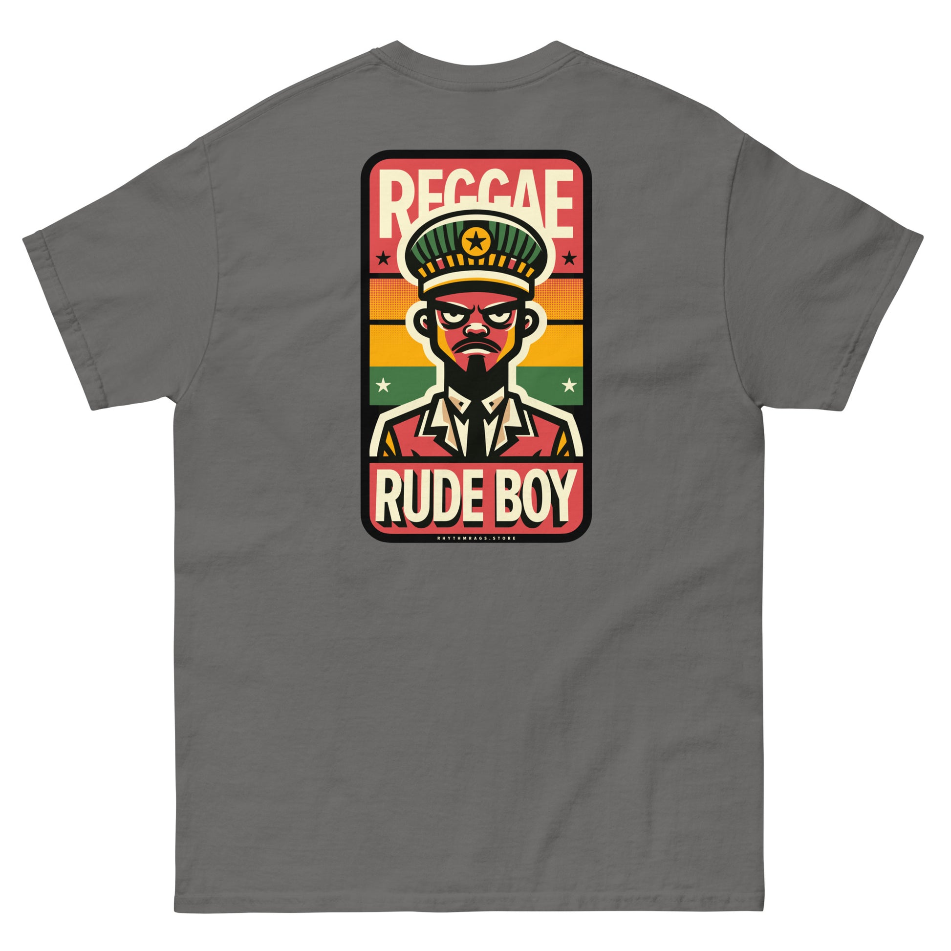Reggae-rude-boy-reggae-t-shirt-charcoal-back