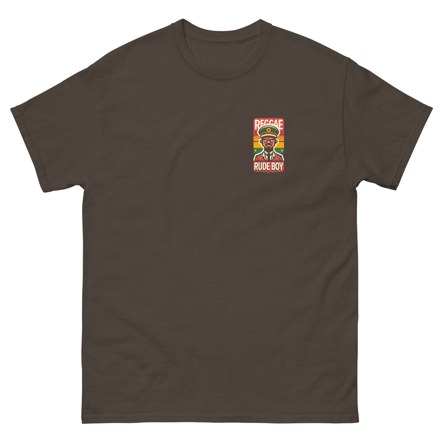 Reggae-rude-boy-reggae-t-shirt-dark-chocolate-front