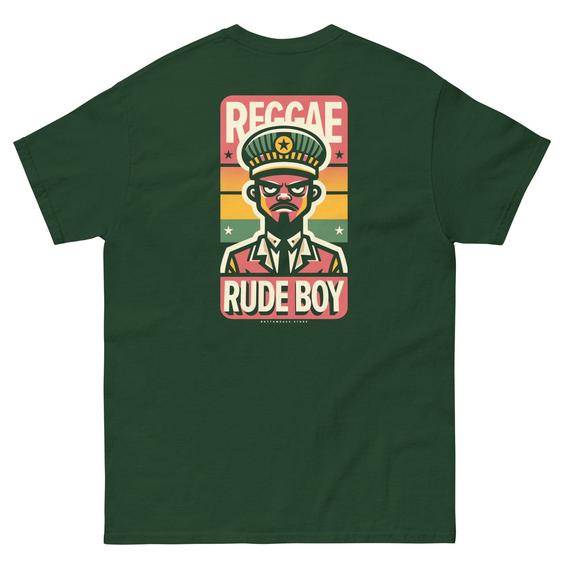 Reggae-rude-boy-reggae-t-shirt-forest-green-back