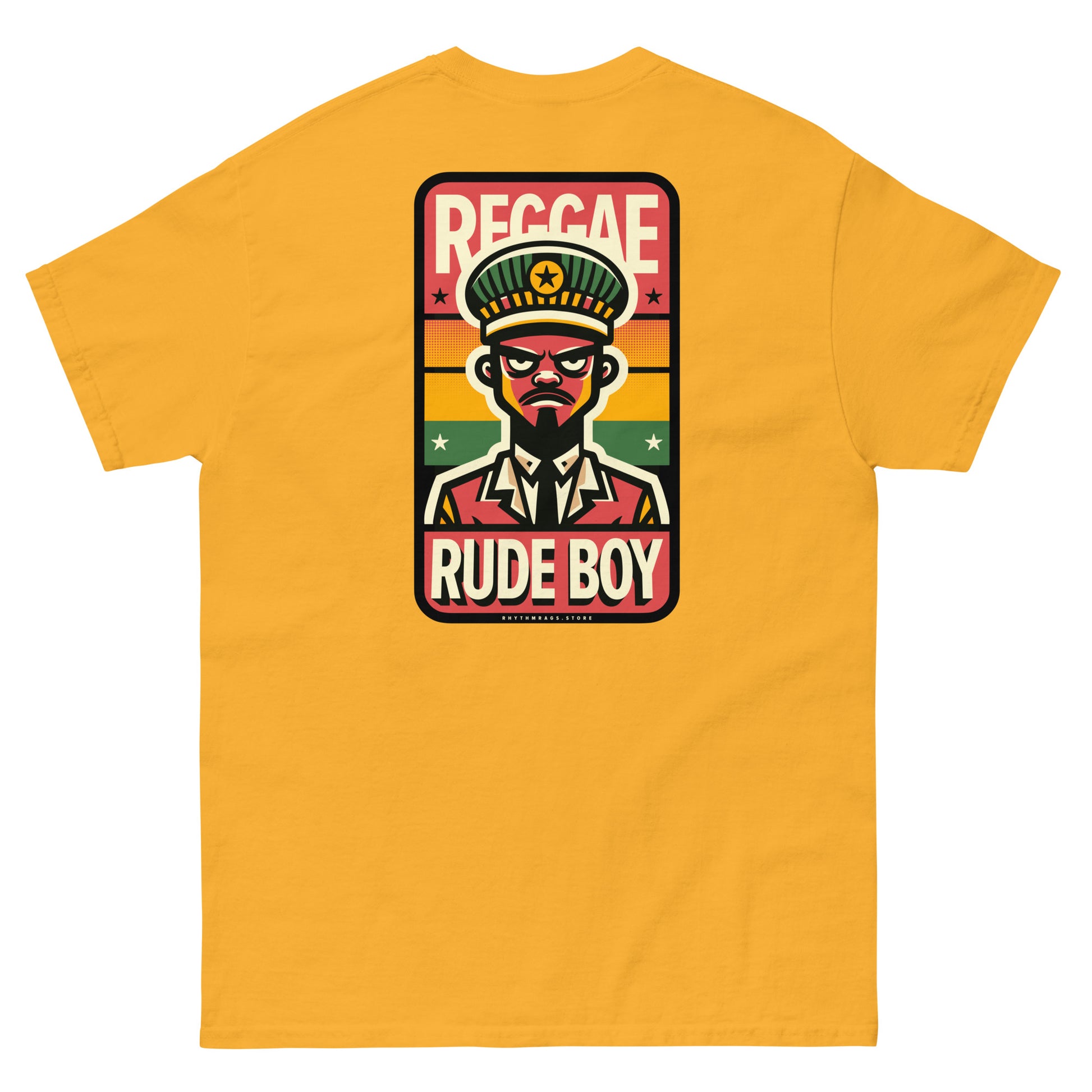 Reggae-rude-boy-reggae-t-shirt-gold-back