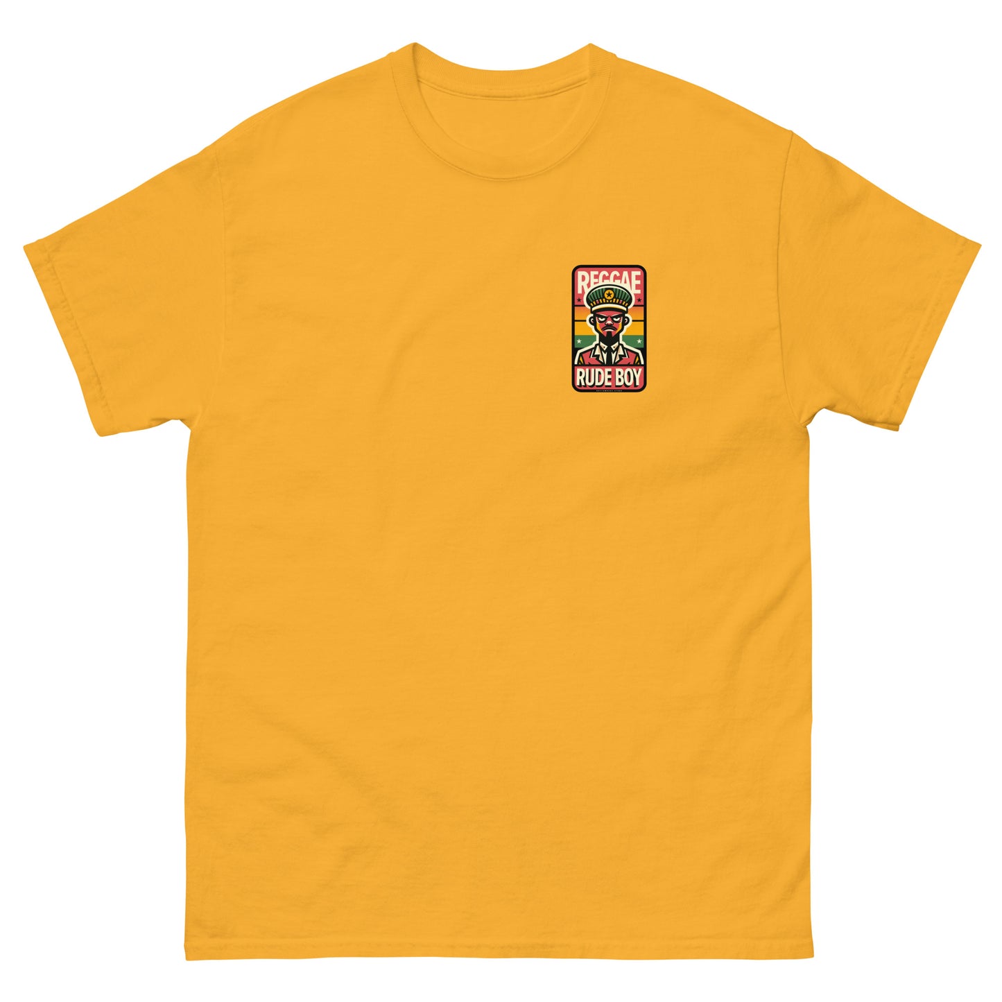 Reggae-rude-boy-reggae-t-shirt-gold-front
