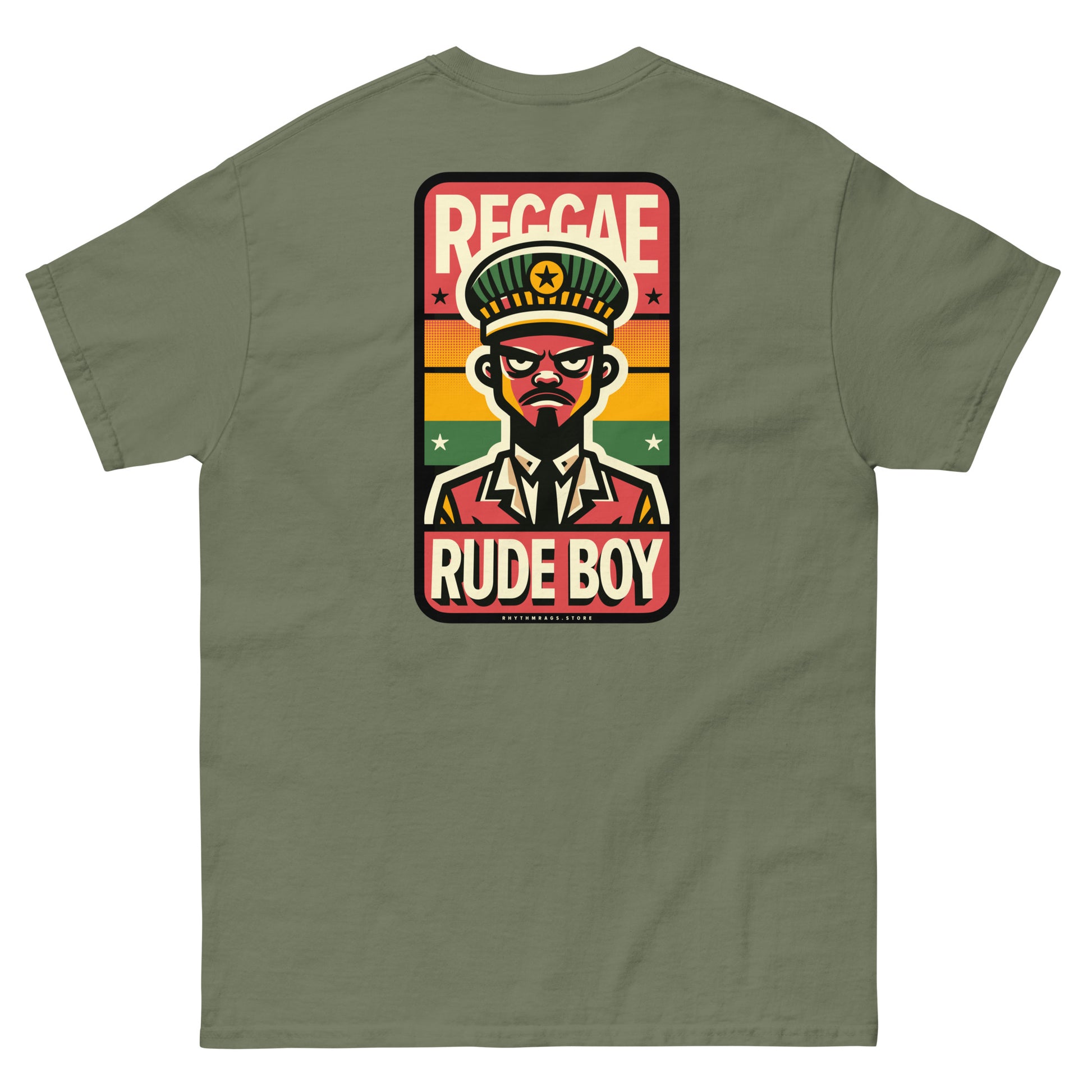 Reggae-rude-boy-reggae-t-shirt-military-green-back