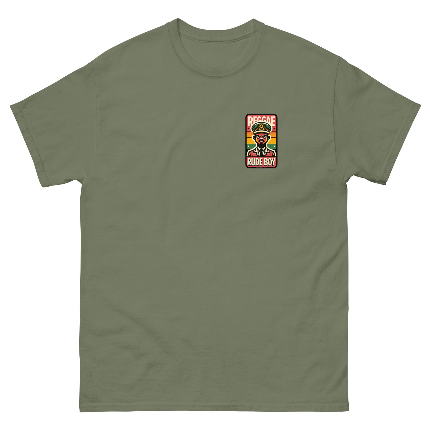 Reggae-rude-boy-reggae-t-shirt-military-green-front