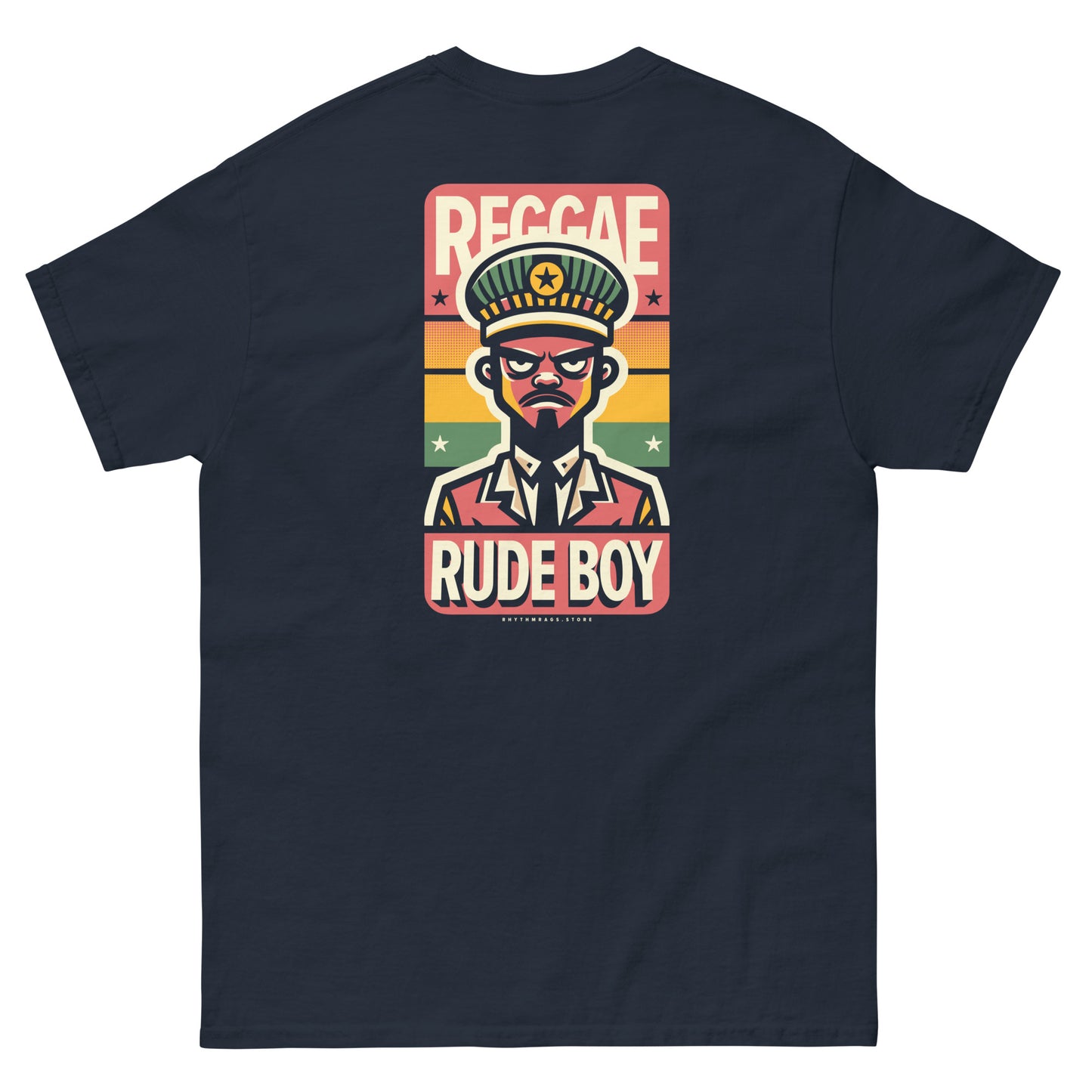 Reggae-rude-boy-reggae-t-shirt-navy-back