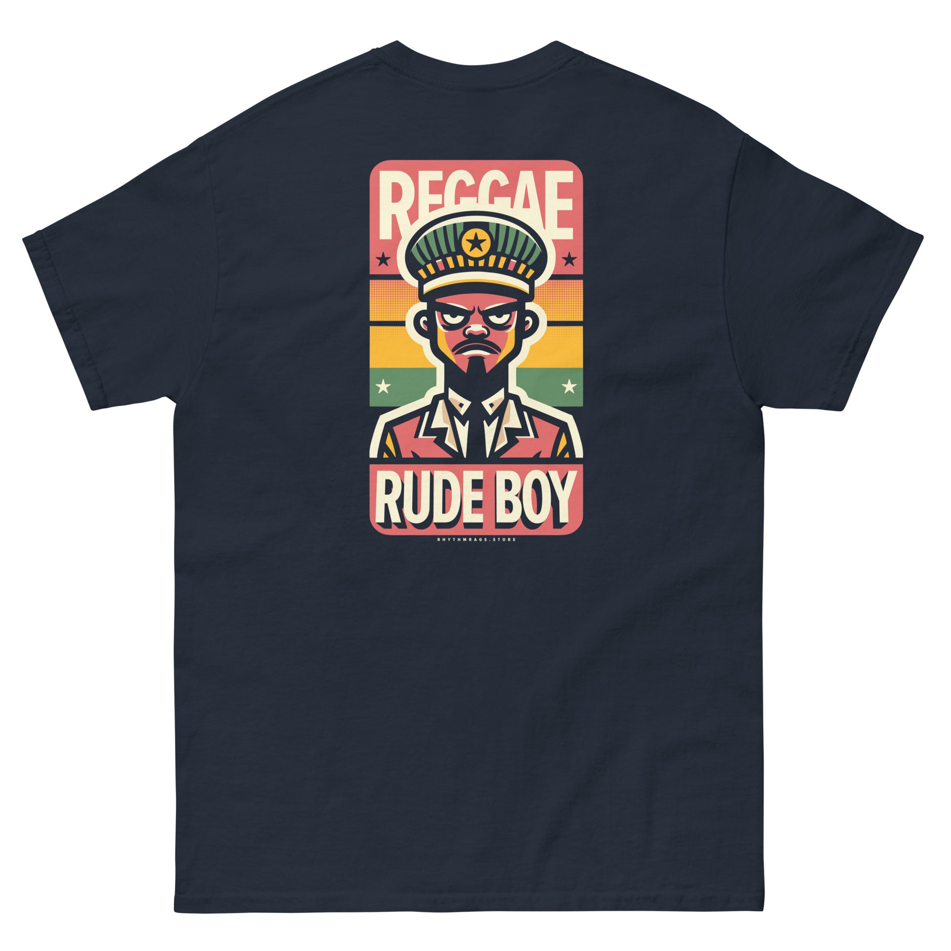 Reggae-rude-boy-reggae-t-shirt-navy-back