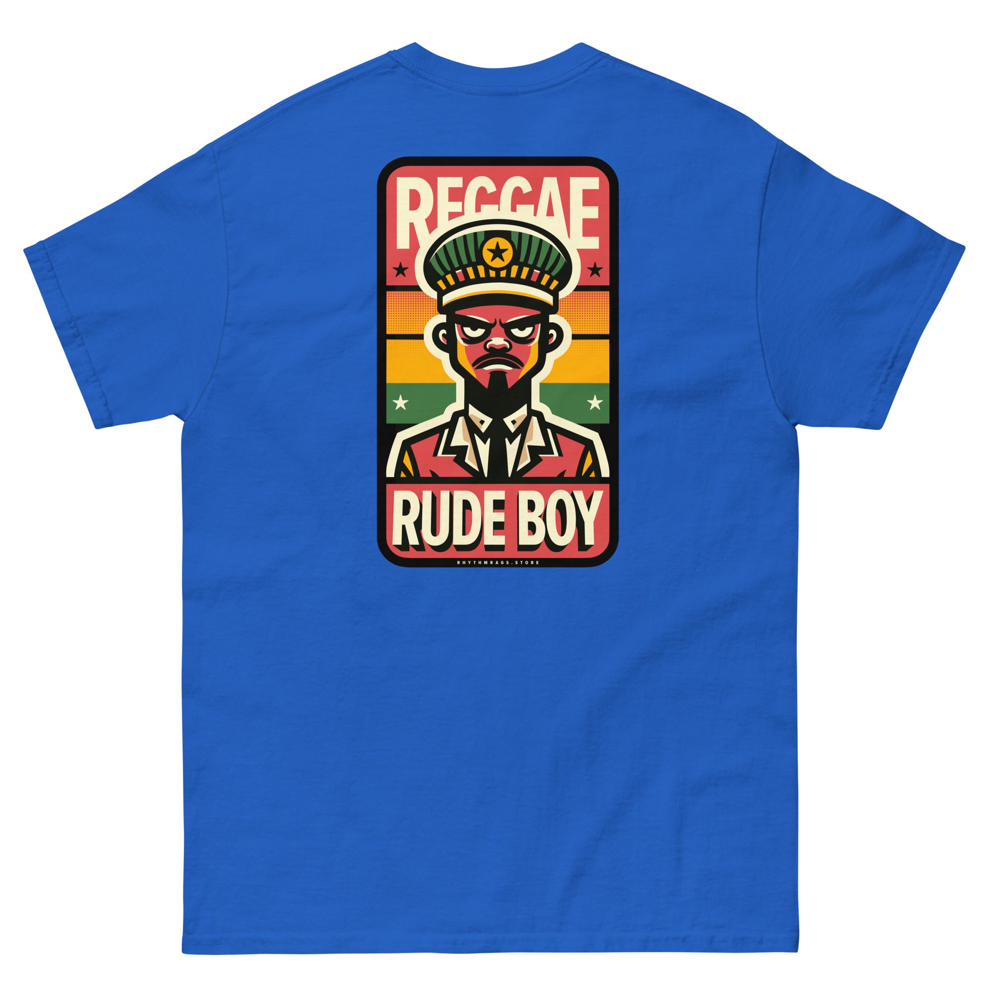 Reggae-rude-boy-reggae-t-shirt-royal-back