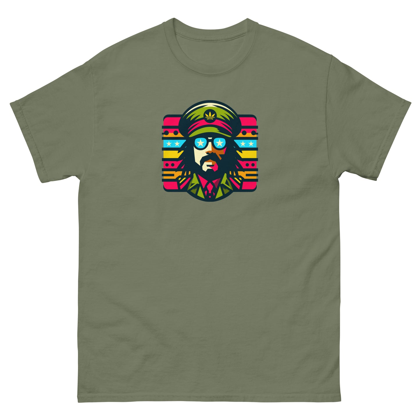 Soul-rebel-reggae-t-shirt-military-green-front