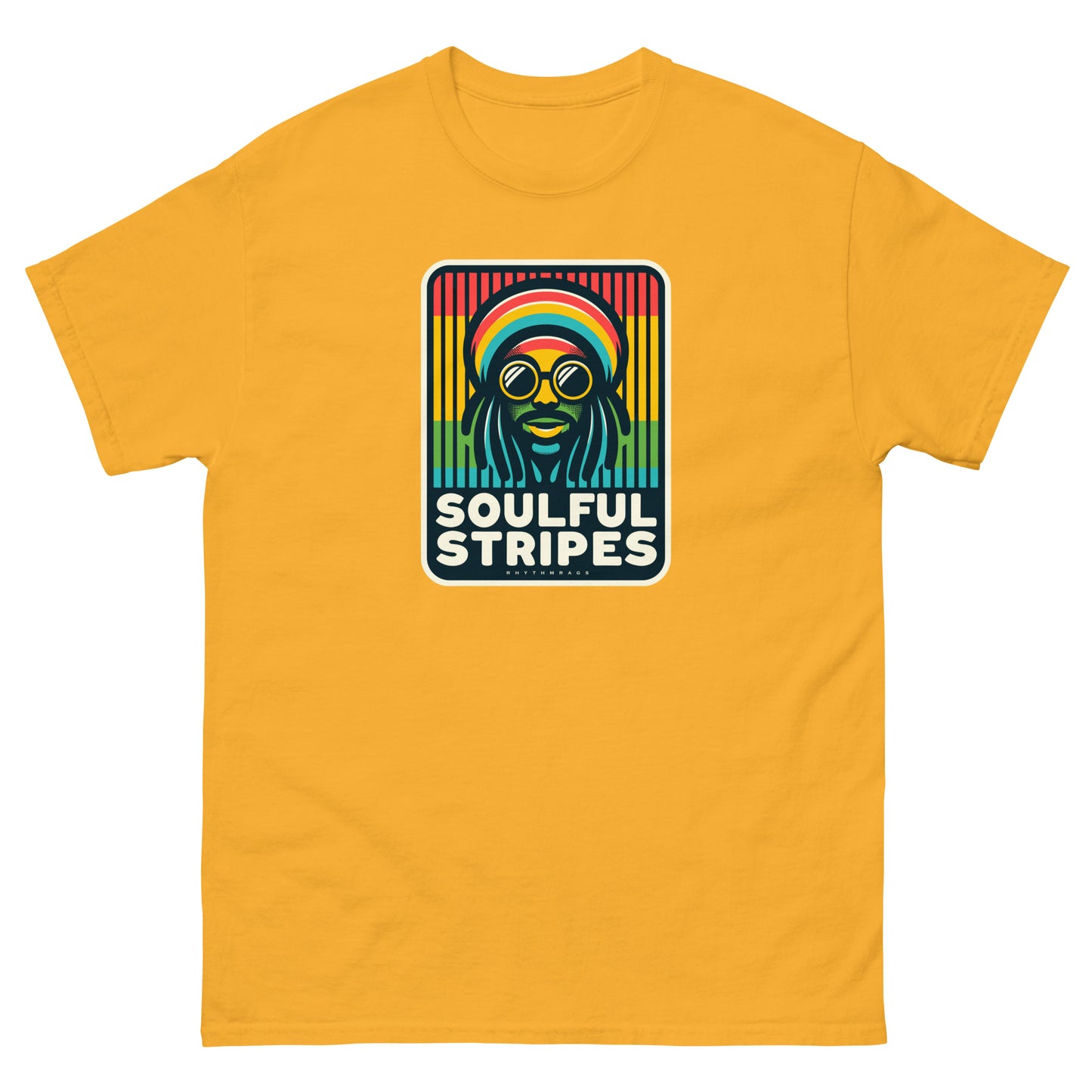Soulful-stripes_1-reggae-t-shirt-gold-front