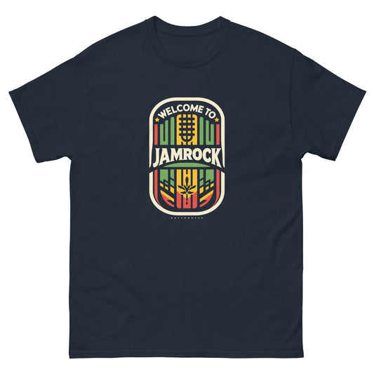 Welcome-to-Jamrock_1-reggae-t-shirt-navy-front