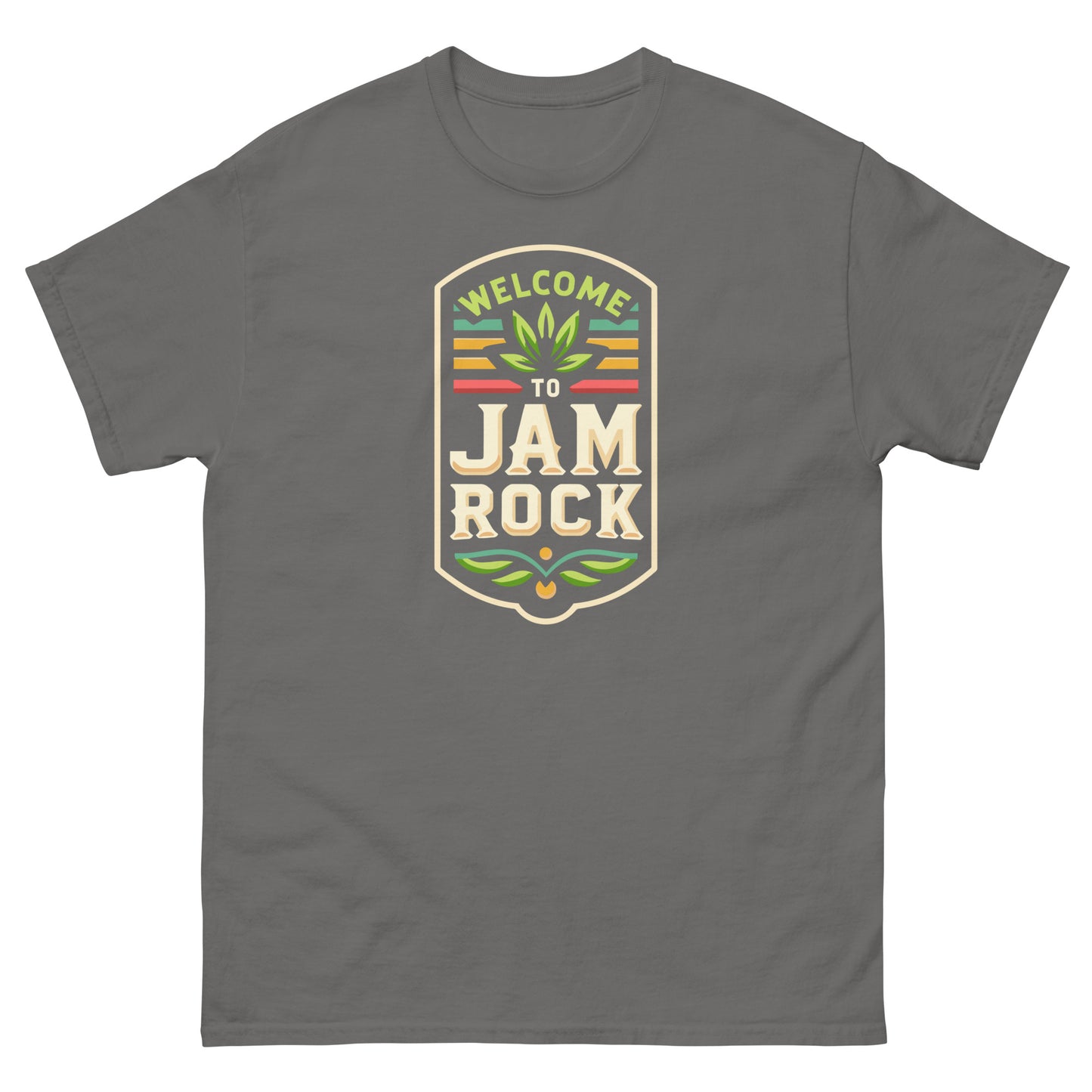 Welcome-to-Jamrock_2-reggae-t-shirt-charcoal-front