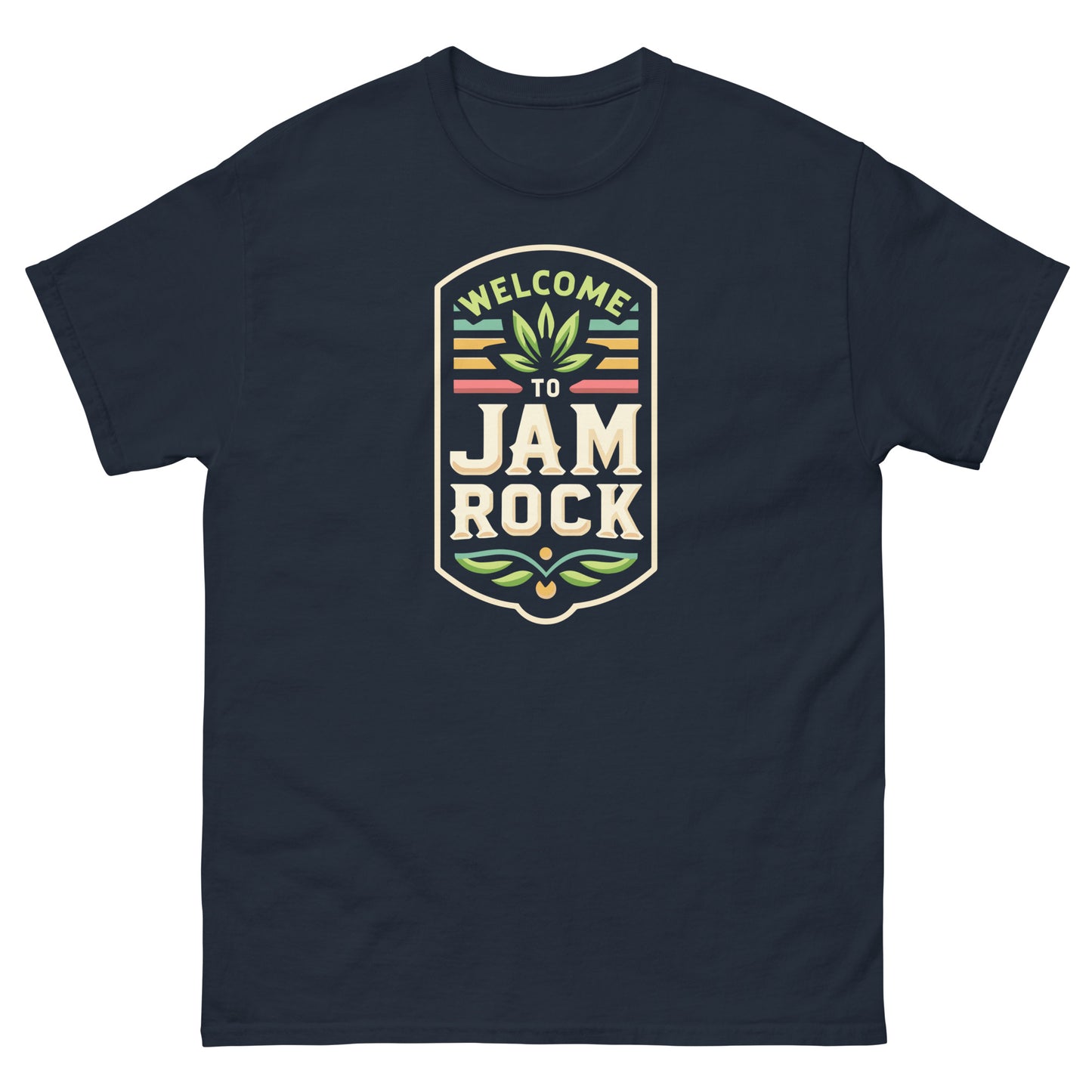 Welcome-to-Jamrock_2-reggae-t-shirt-navy-front