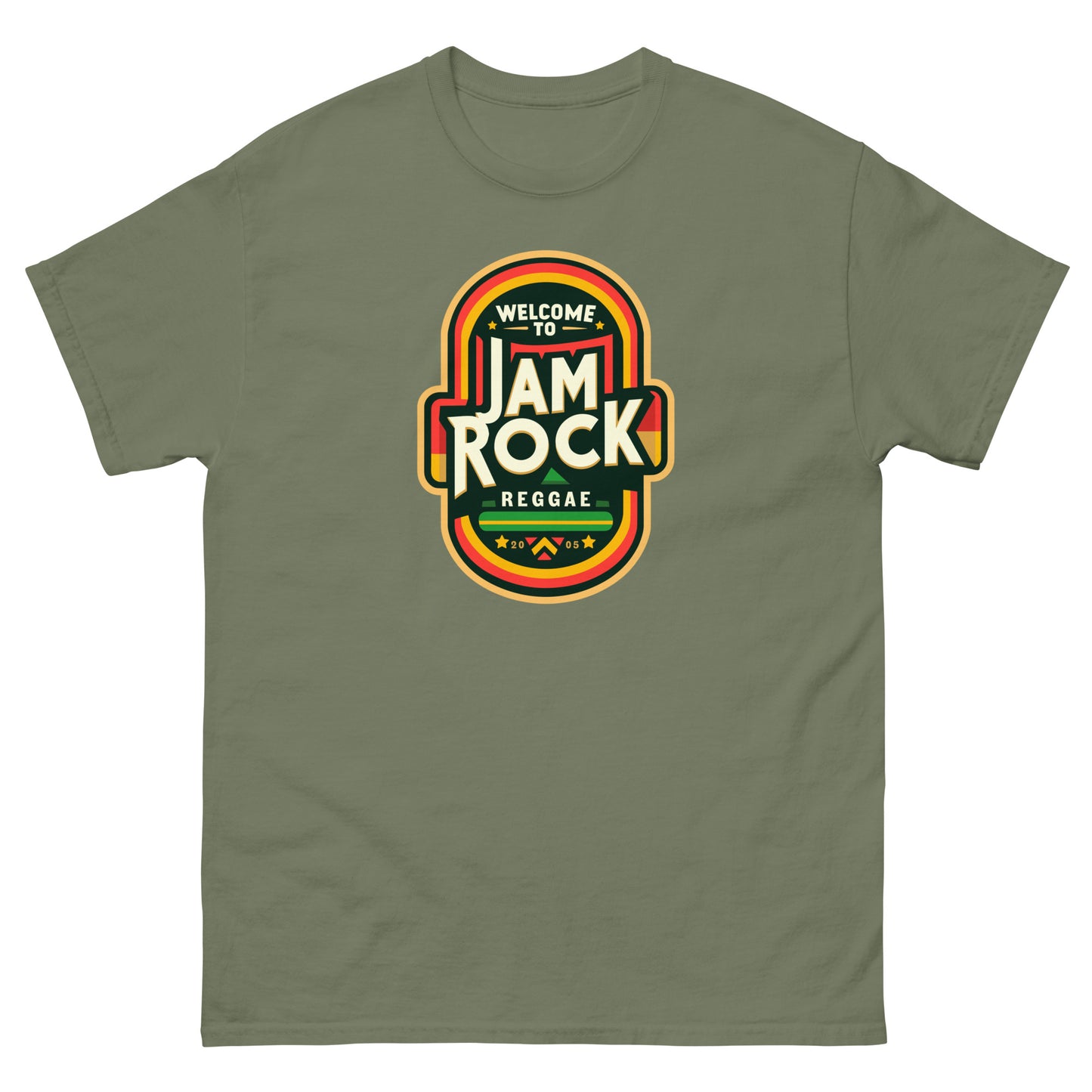 Welcome-to-Jamrock_3-reggae-t-shirt-military-green-front