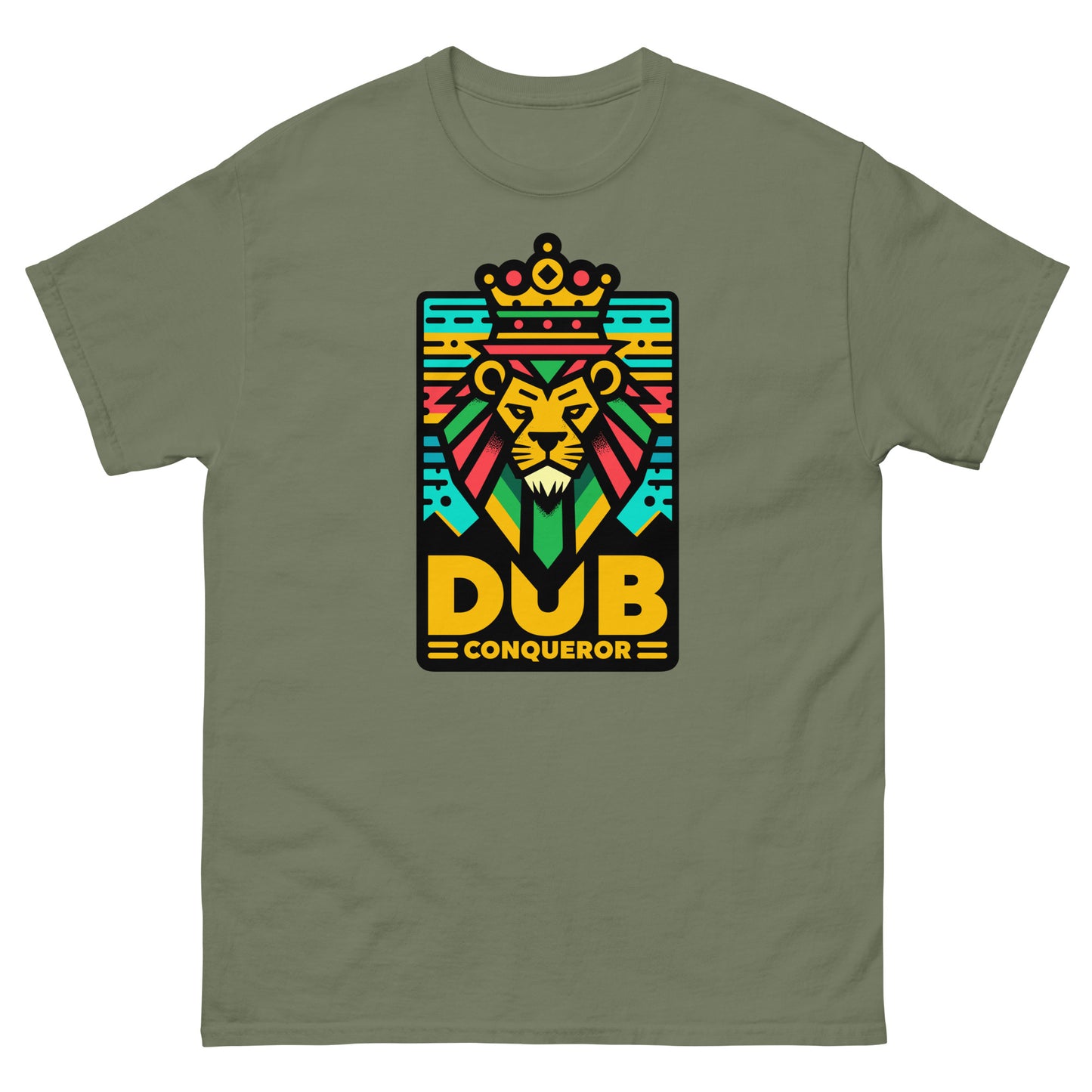 dub-conqueror-reggae-t-shirt-military-green