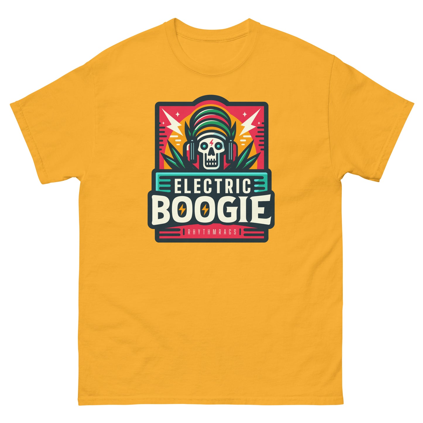 electric-boogie-reggae-t-shirt-gold