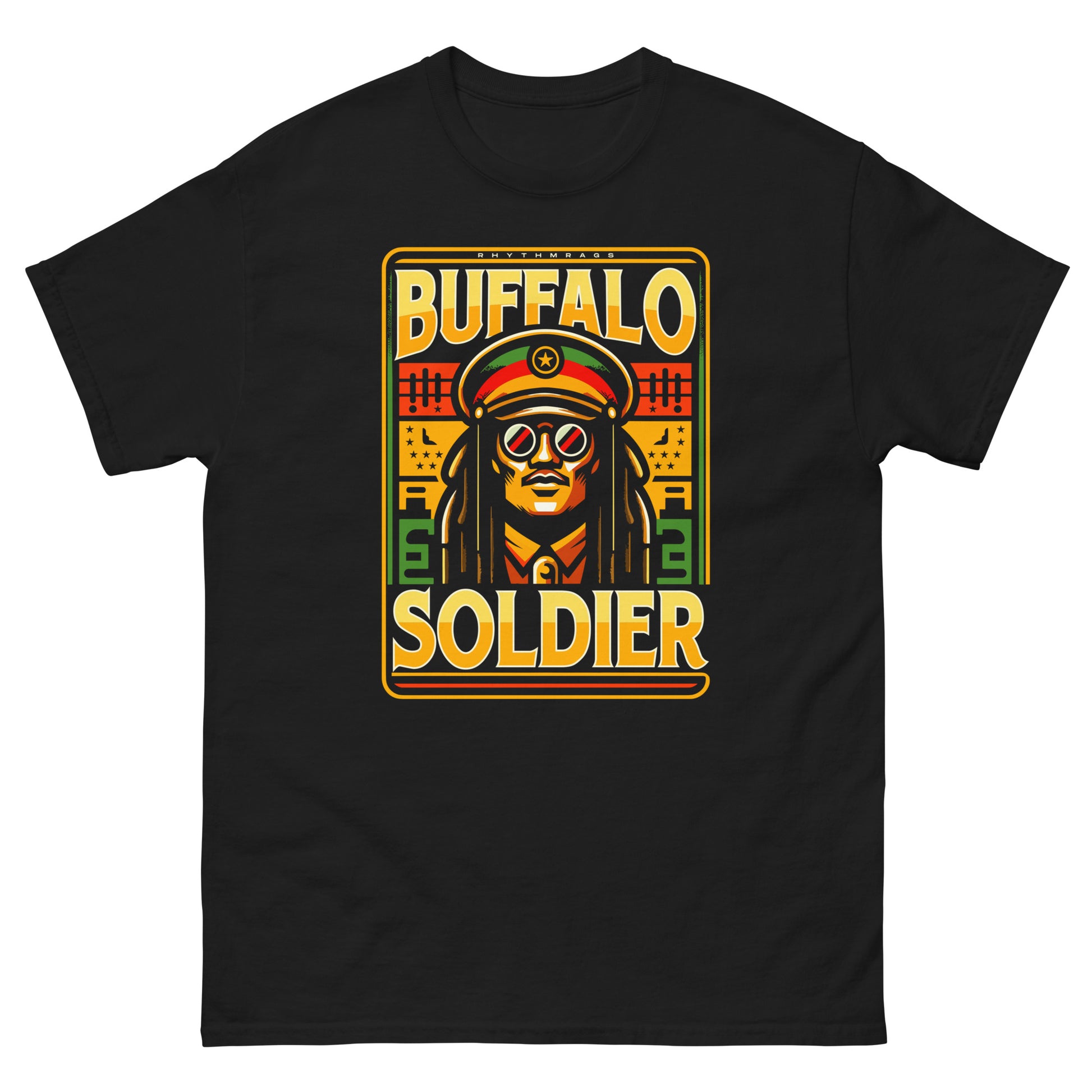 reggae t-shirt - buffalo soldier 2 black front