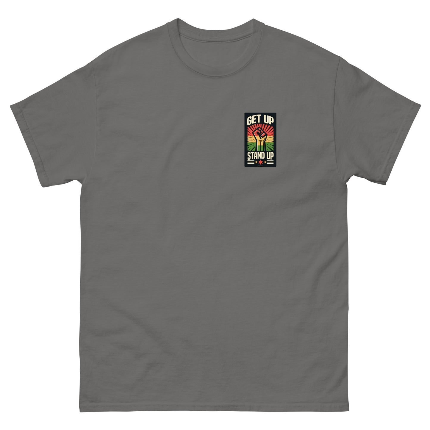 reggae t-shirt - get up stand up charcoal front